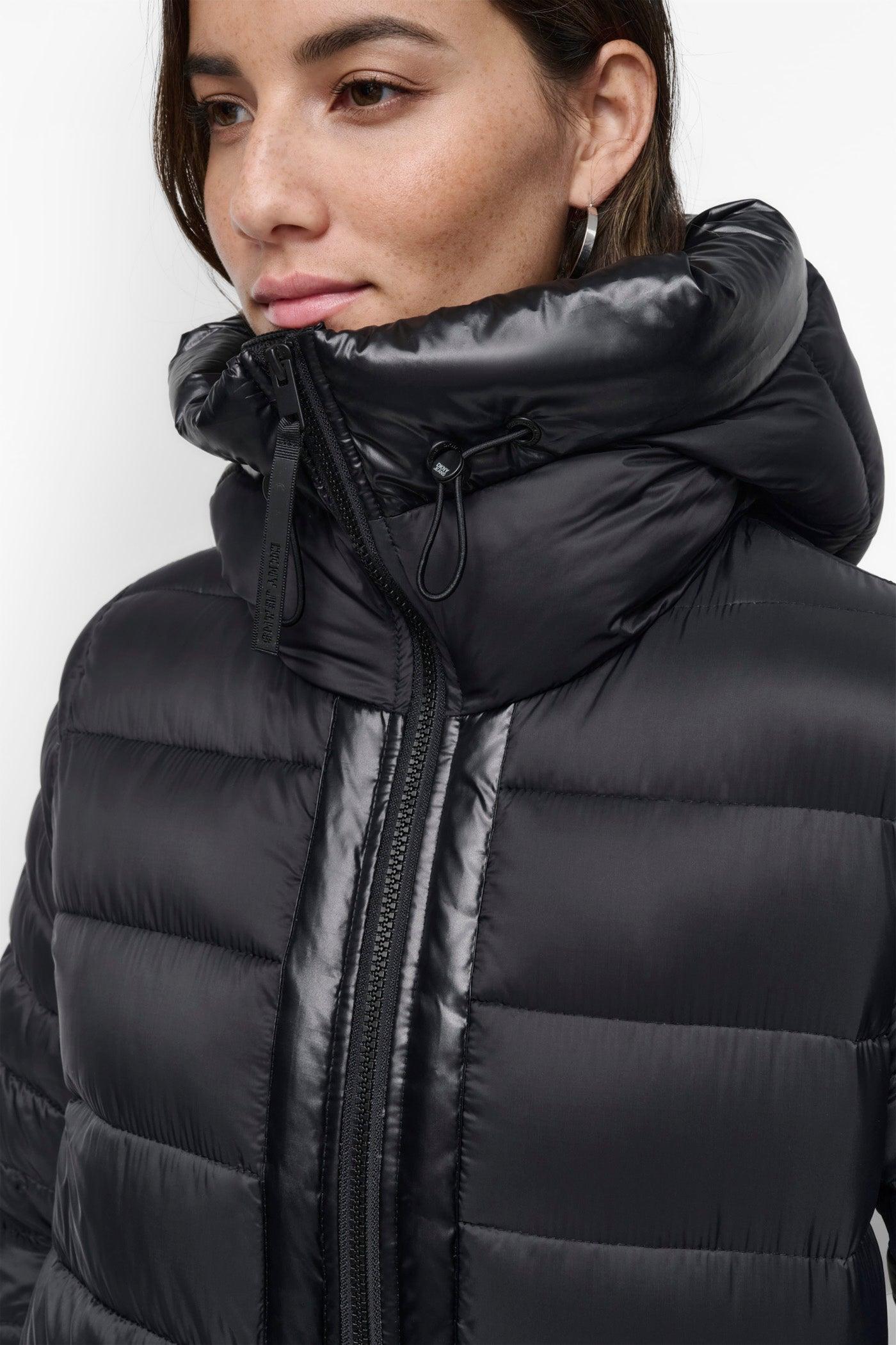 DOWN FILL HOODED ZIP FRONT QUILTED PUFFER Product Image