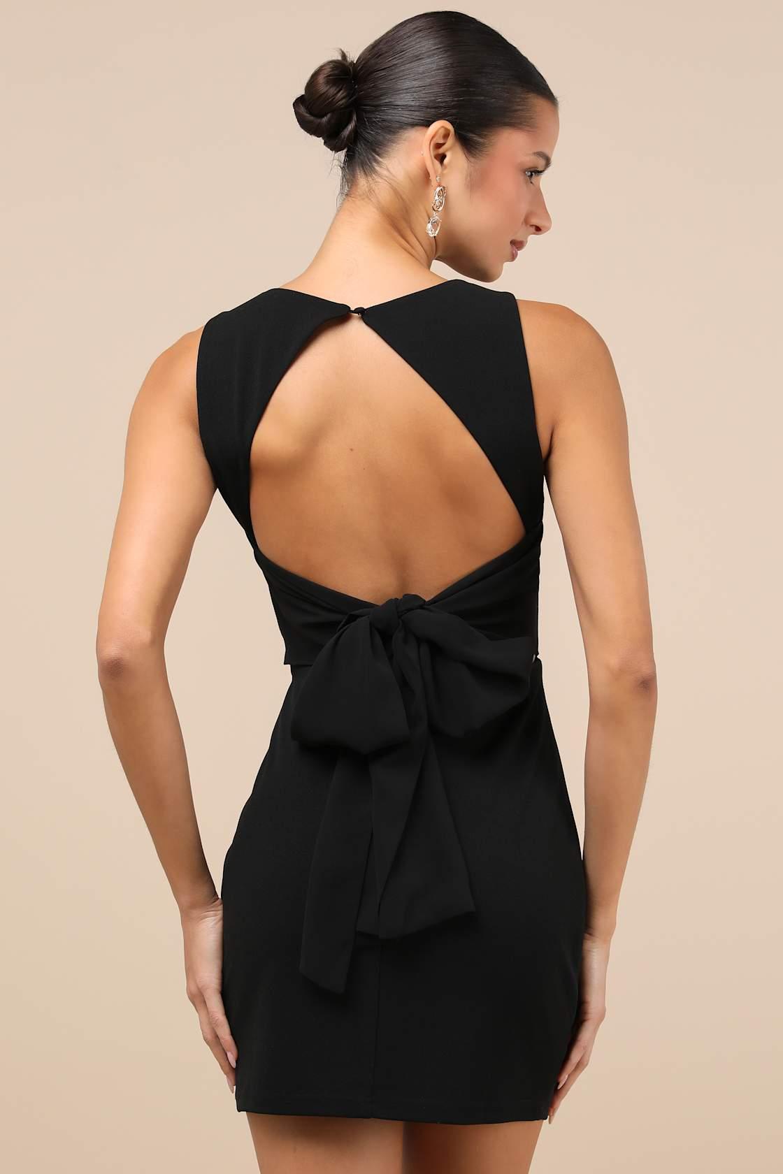 Confident Cutie Black Tie-Back Sleeveless Mini Dress Product Image