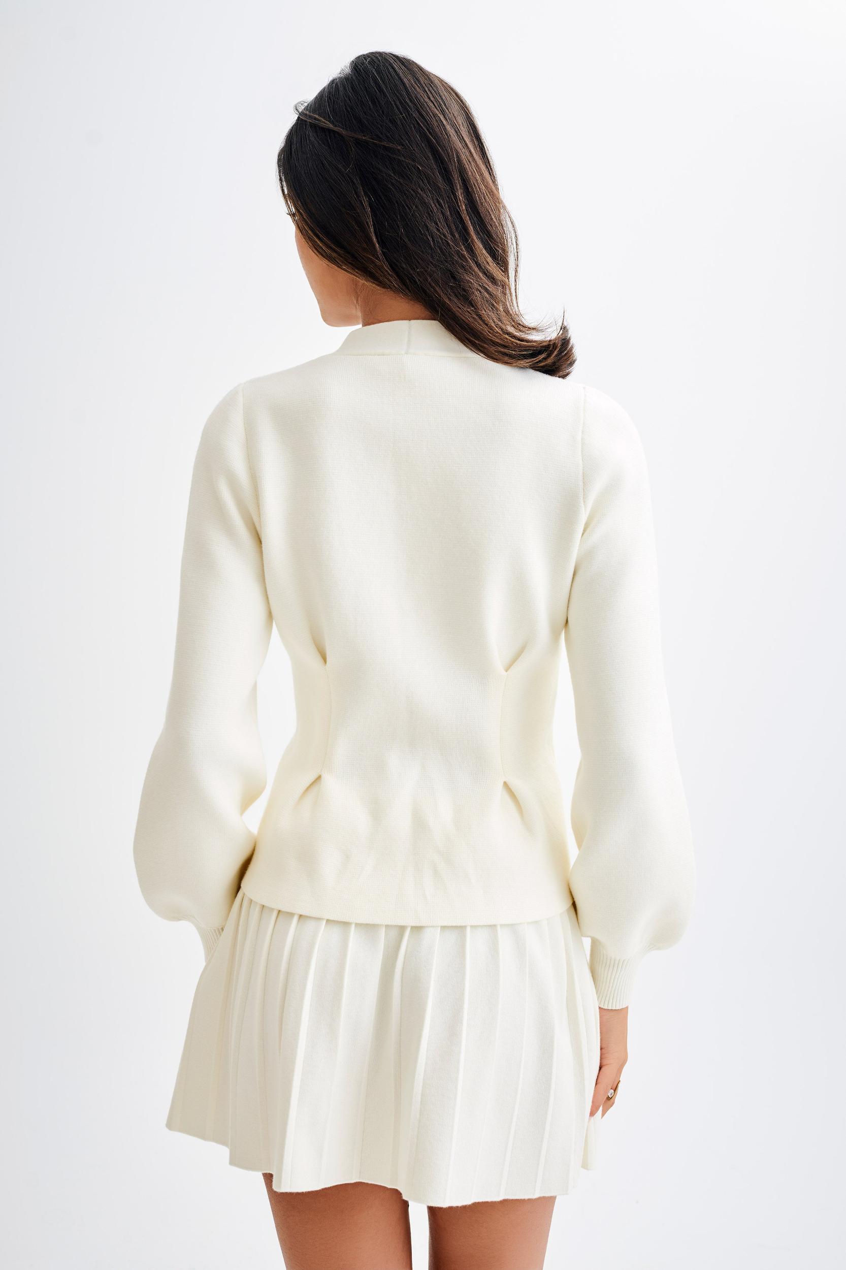 Beverly Knit Pleated Mini Skirt - Ivory Product Image