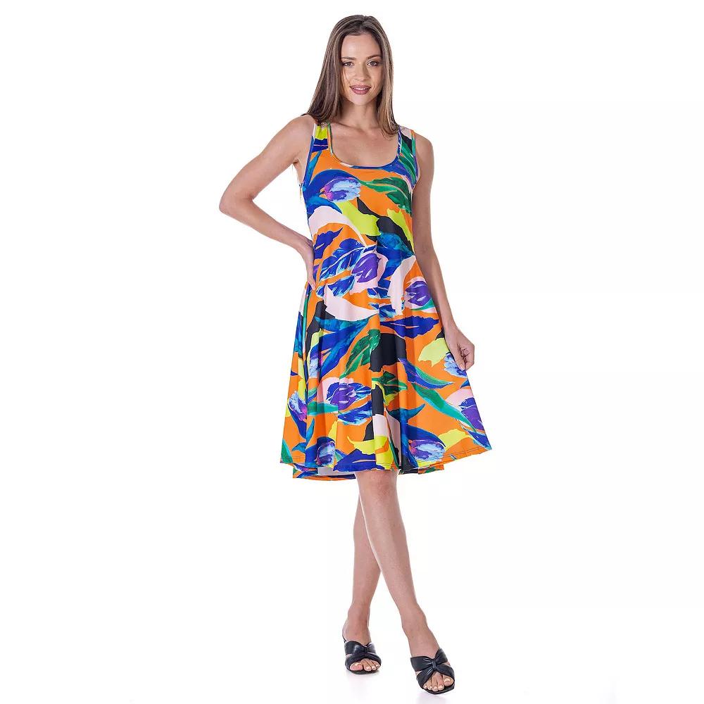 Women's 24Seven Comfort Apparel Sleeveless Swing Dress, Size: Medium, Orange Team Product Image
