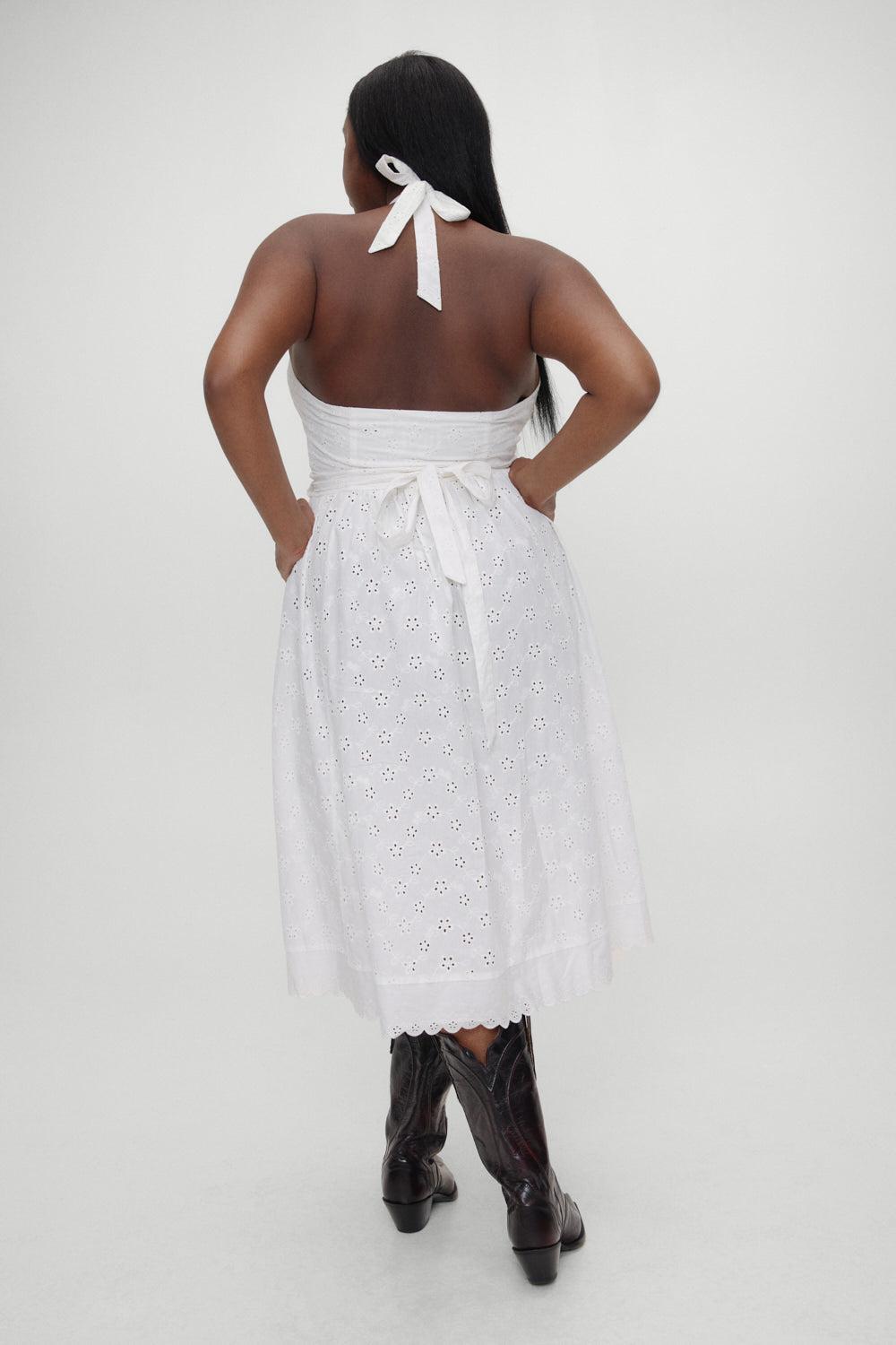 x BELLA HADID Fort Worth Fairy Midi Dress - Salt Air Eyelet Product Image