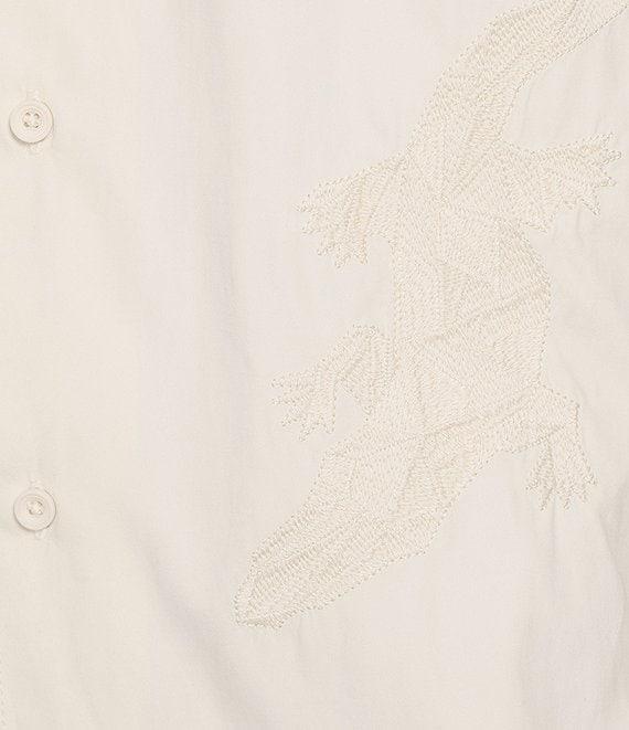 Murano Crocodile World Collection Slim Fit Place Print Embroidered Short Sleeve Woven Camp Shirt Product Image