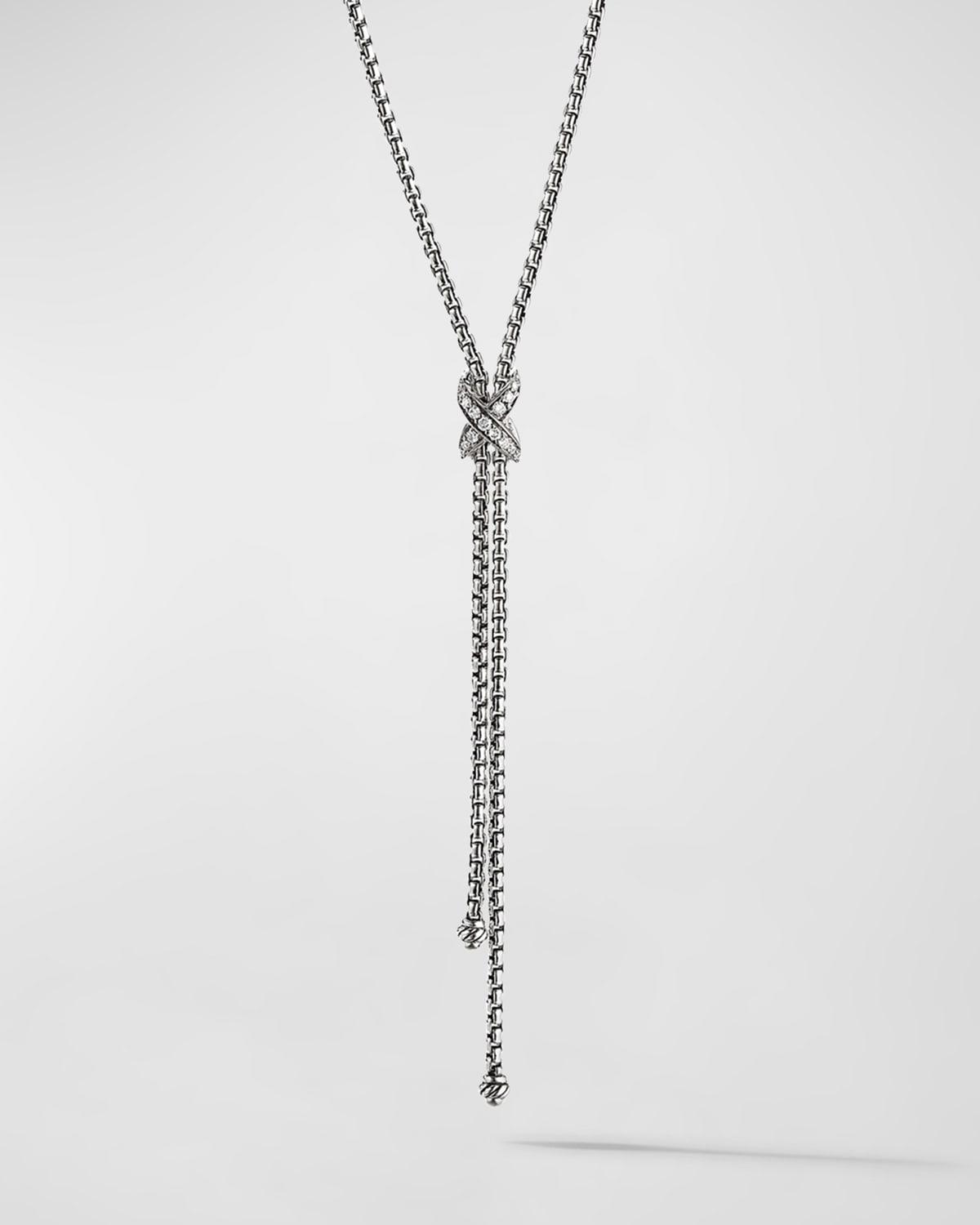 David Yurman Sterling Petite X Diamond Lariat Necklace, 17 Product Image
