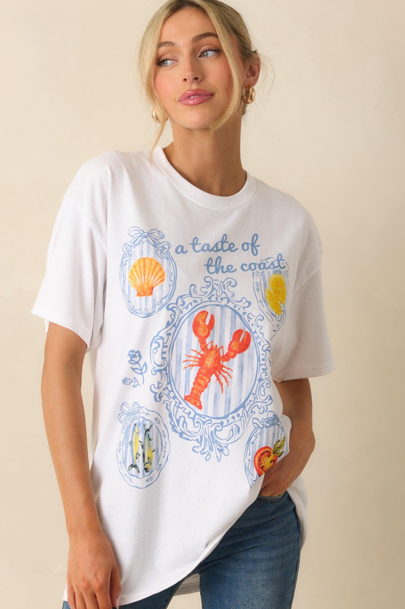 A Taste Of The Coast White Cotton Coastal Graphic Tee Product Image