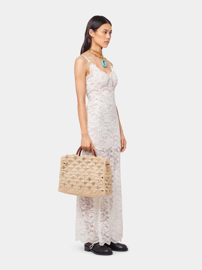 BEIGE TOTE BAG IN RAFFIA Product Image