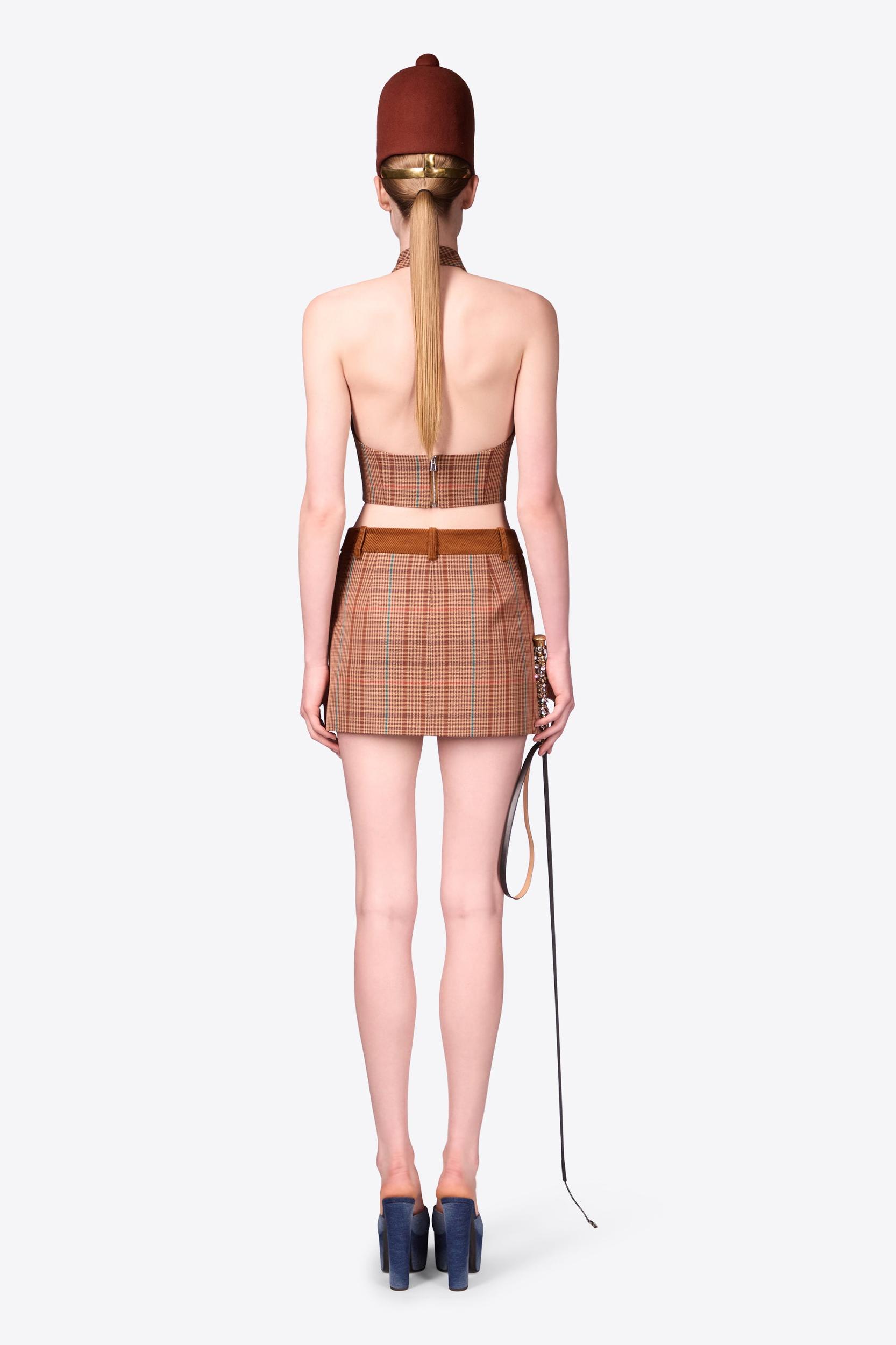 Crystal Button Checked Halter Top Product Image