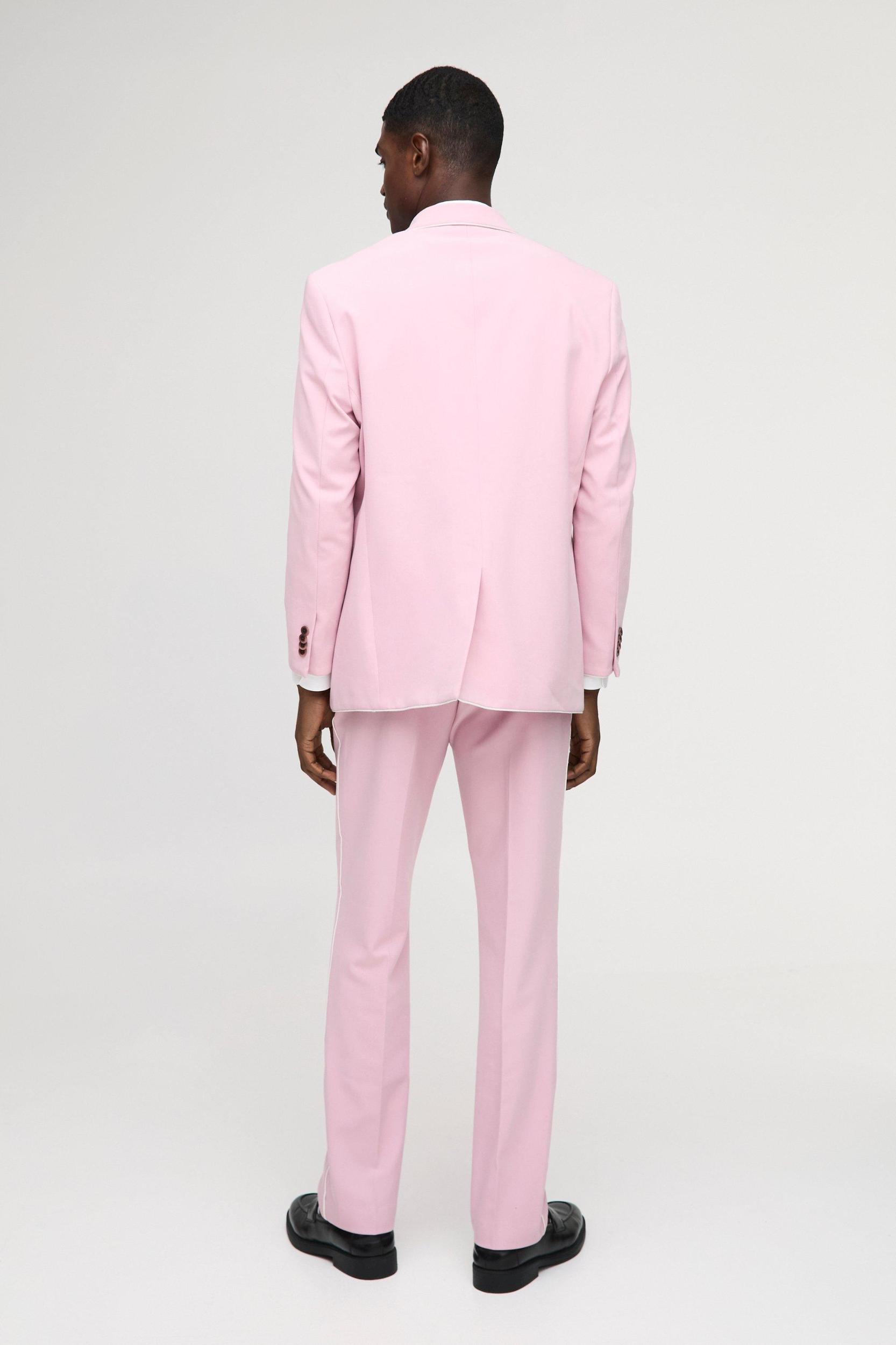 Straight Fit Contrast Edge Blazer | boohooMAN USA Product Image