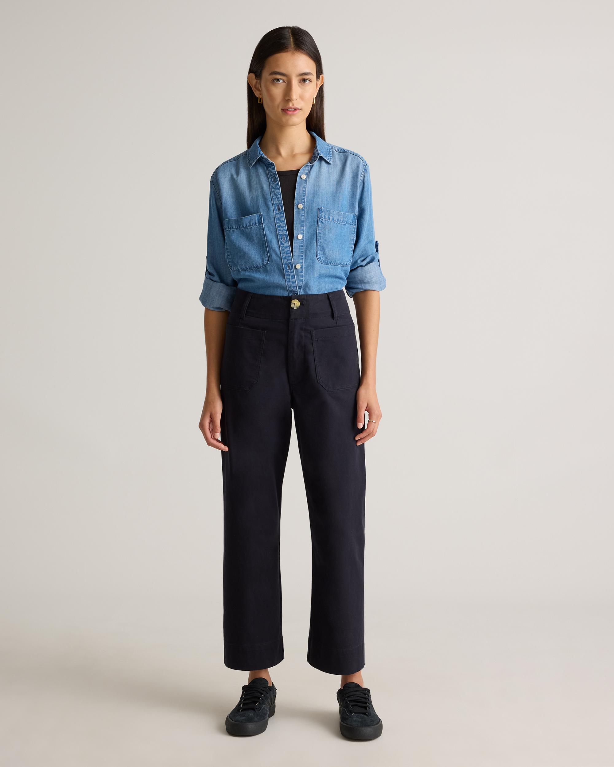 Quince | Women's Organic Stretch Cotton Chino Cropped Wide Leg Pants Organic Cotton Product Image