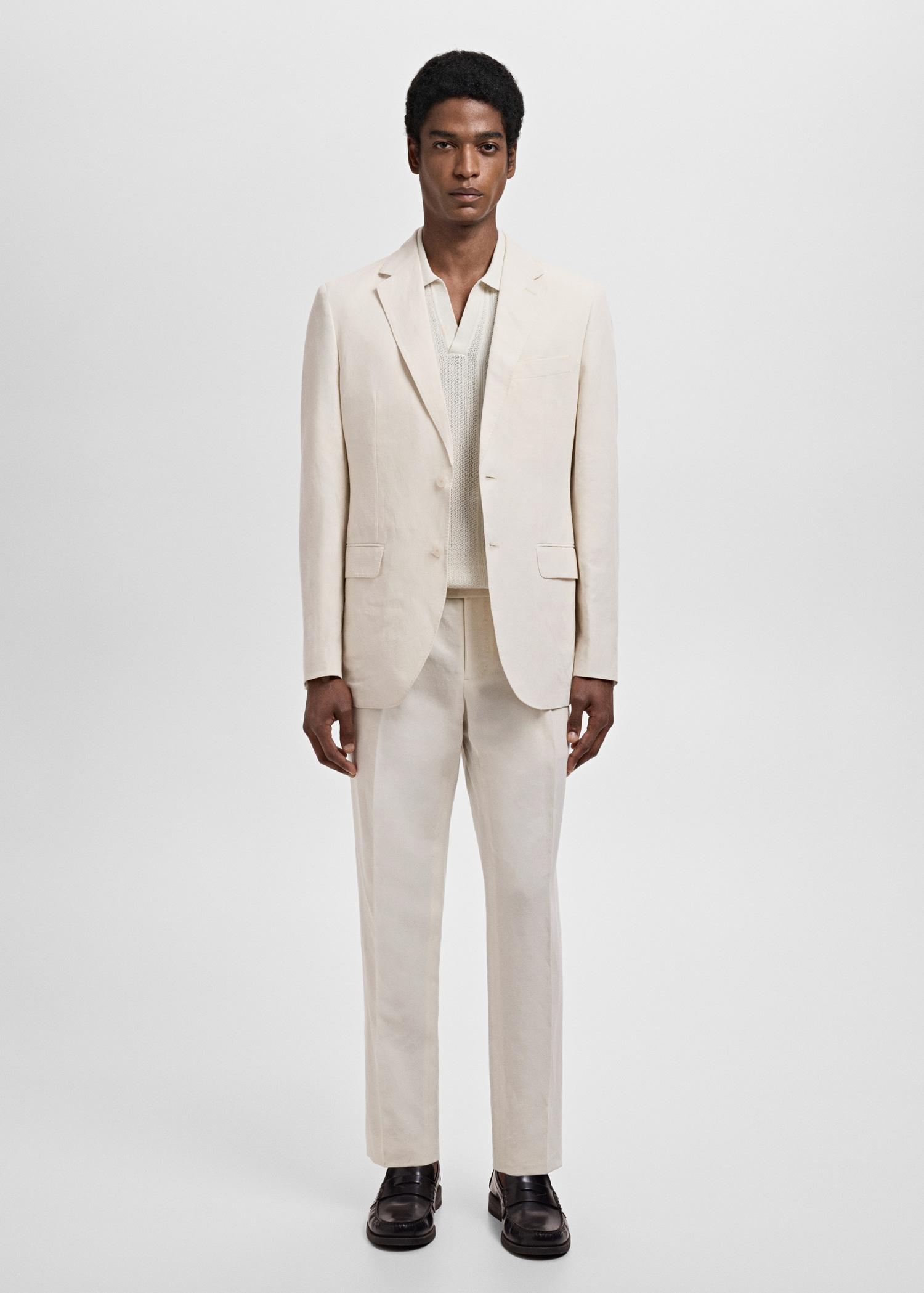 Slim-fit suit blazer made from a linen-lyocell blend - Men | MANGO USA Product Image