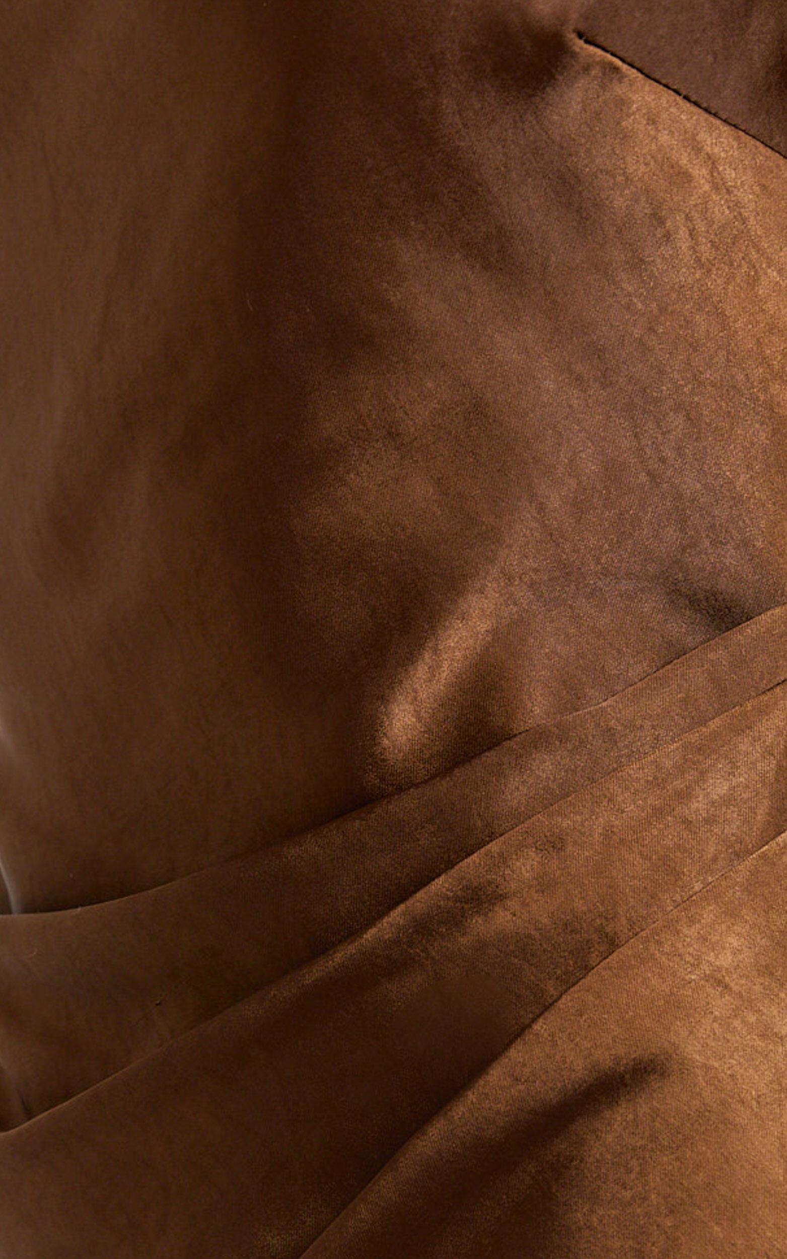 Isla Maxi Dress - Satin One Shoulder Side Split Dress in Chocolate Product Image