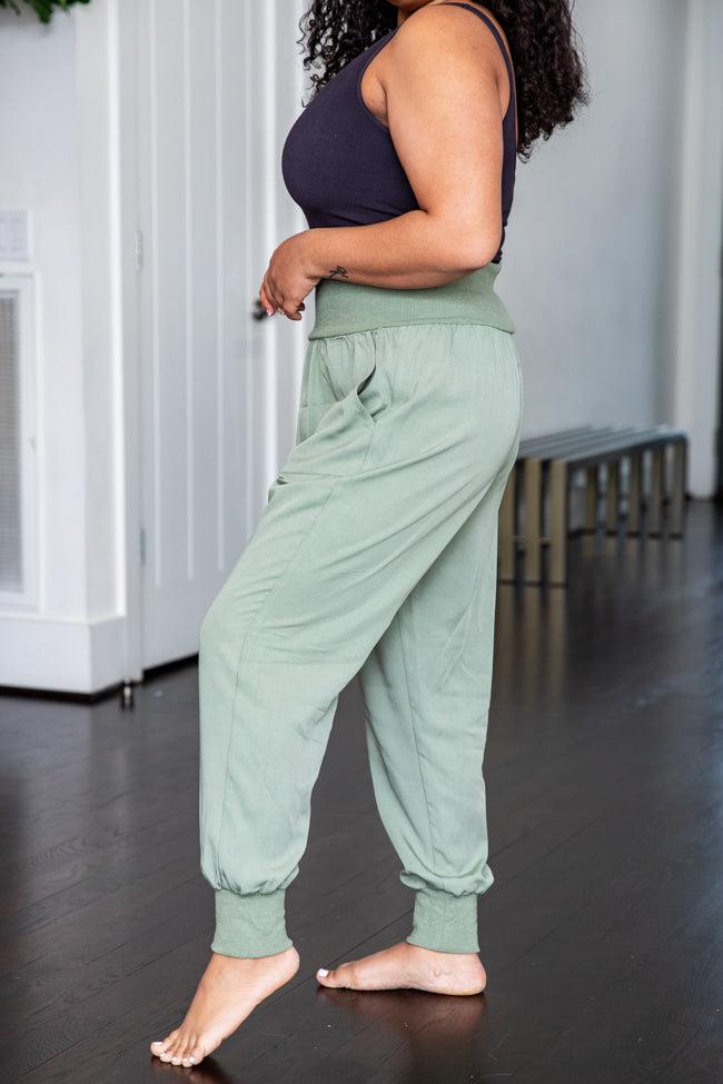 Chatting It Over Olive Woven Joggers FINAL SALE Product Image