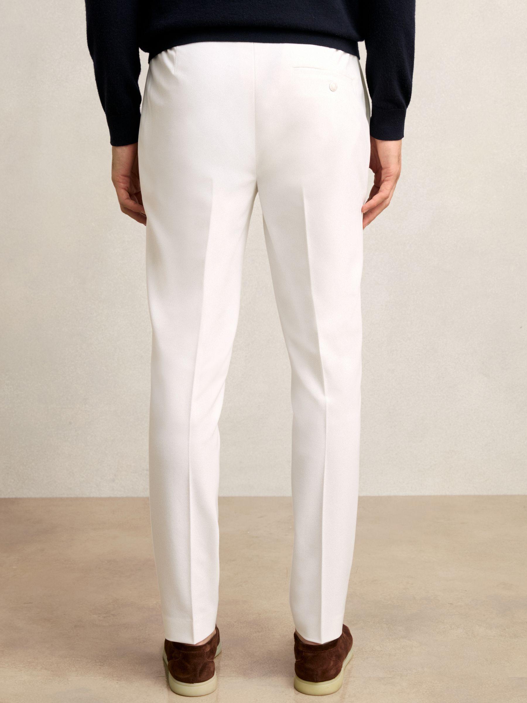 Slim Fit Internal Drawstring Trousers in White Product Image