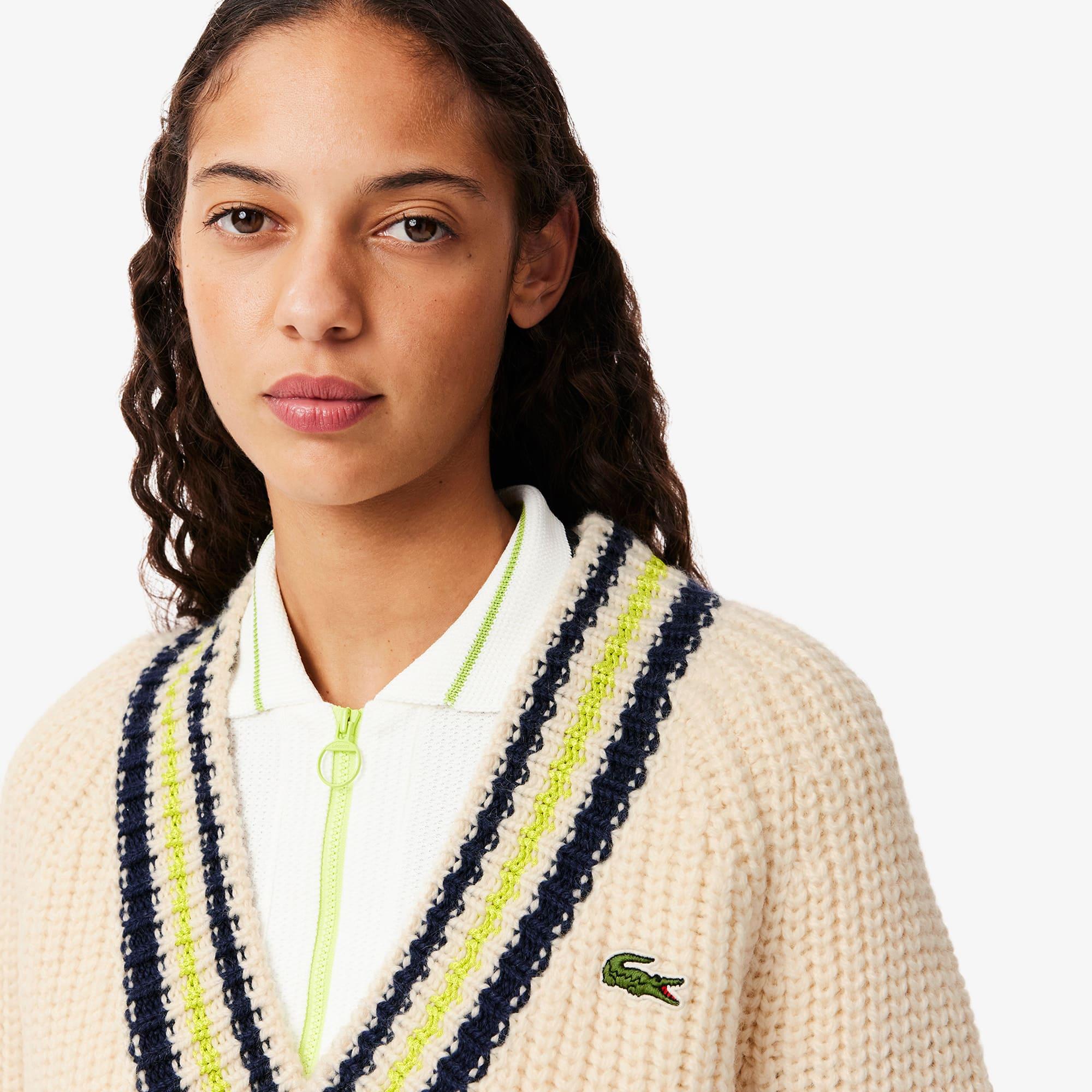 Women's Oversized Wool V-Neck Tennis Sweater Product Image