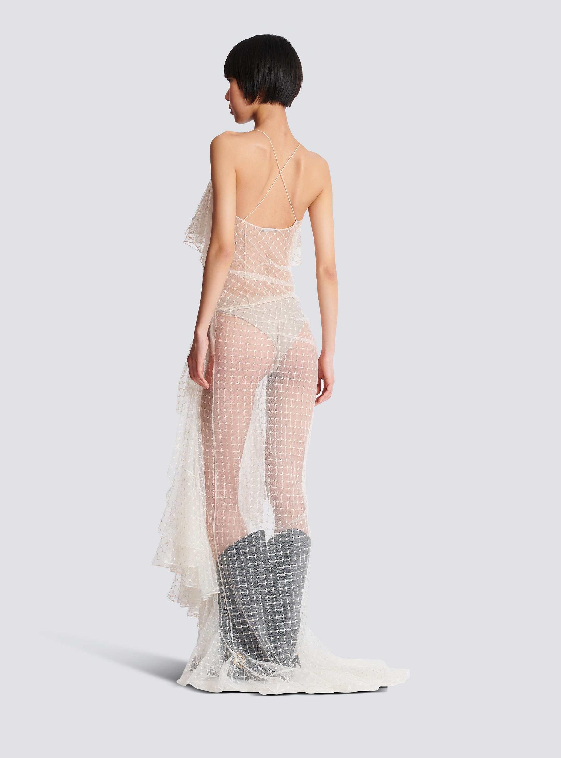 Long flowing dress with lace ruffles  Product Image