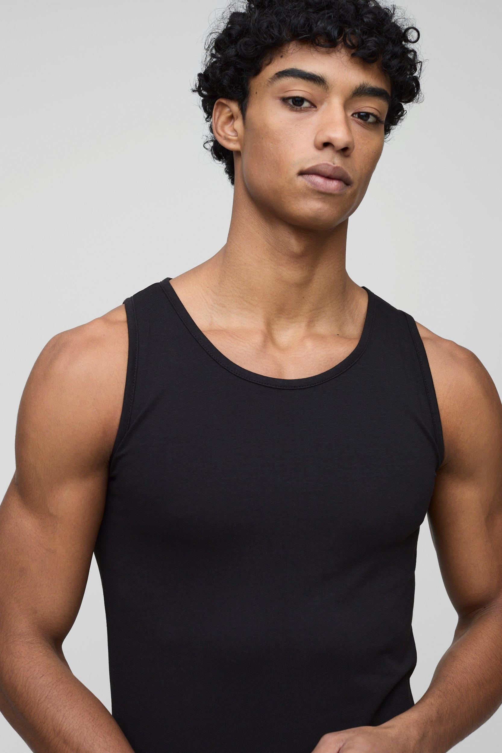 Basic Muscle Fit Undershirt | boohooMAN USA Product Image