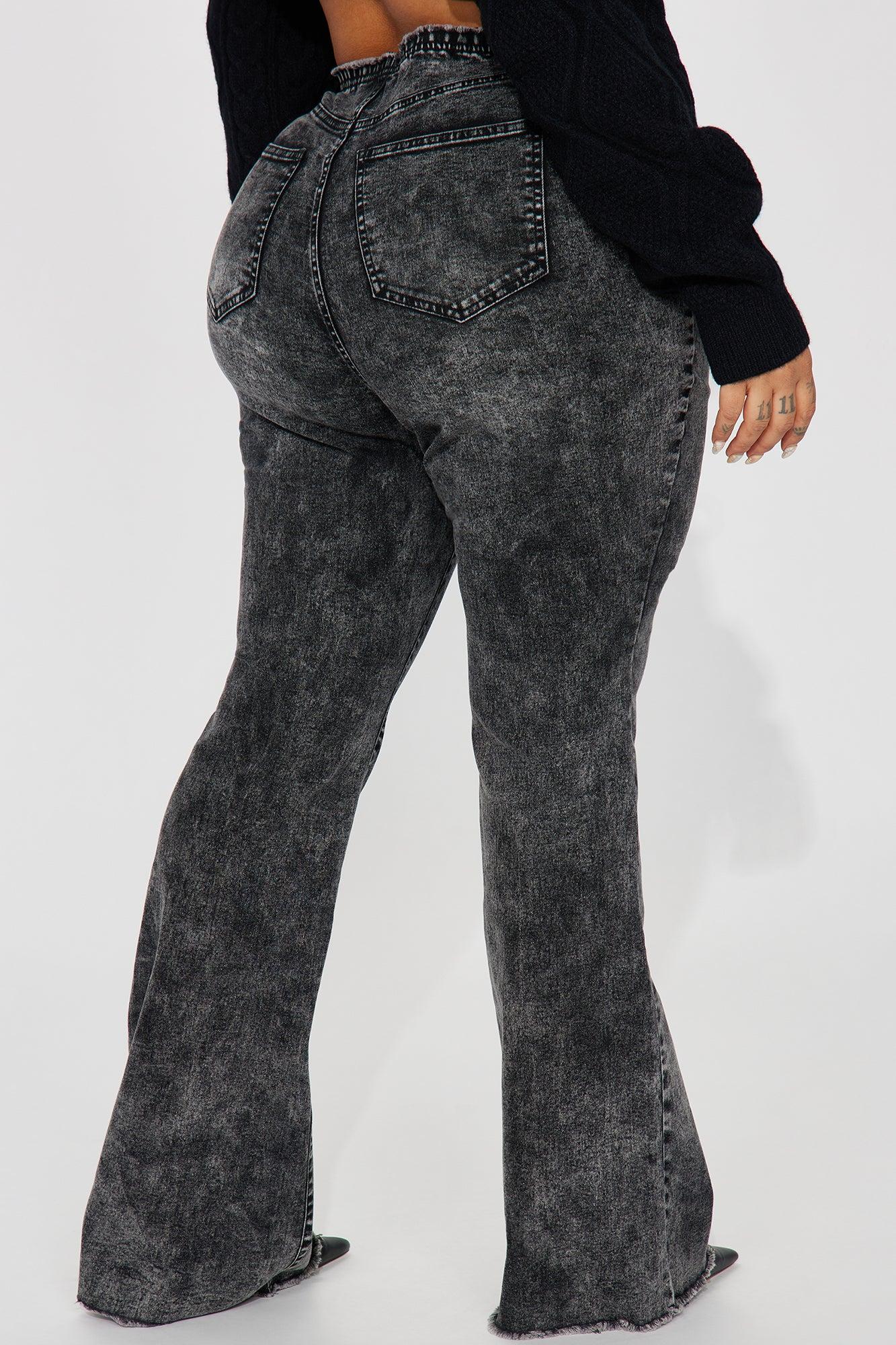 Know You Well Acid Wash Flare Jean - Black Wash Product Image