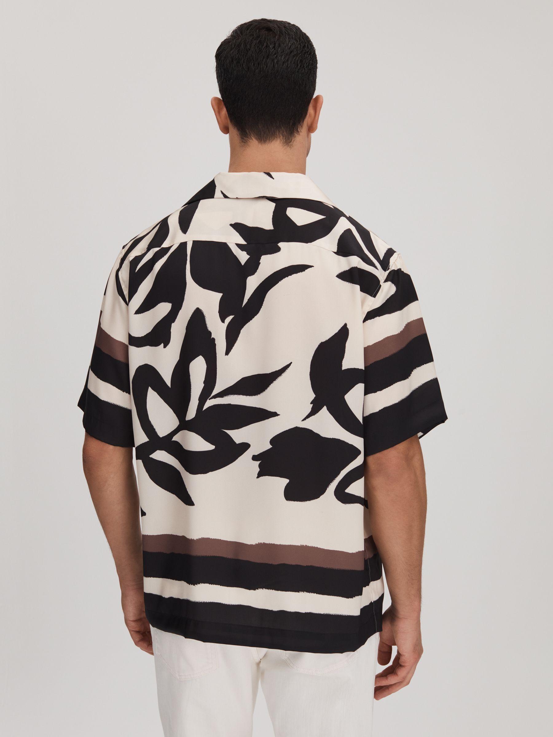 Relaxed Cuban Collar Shirt in Black/Ecru Product Image