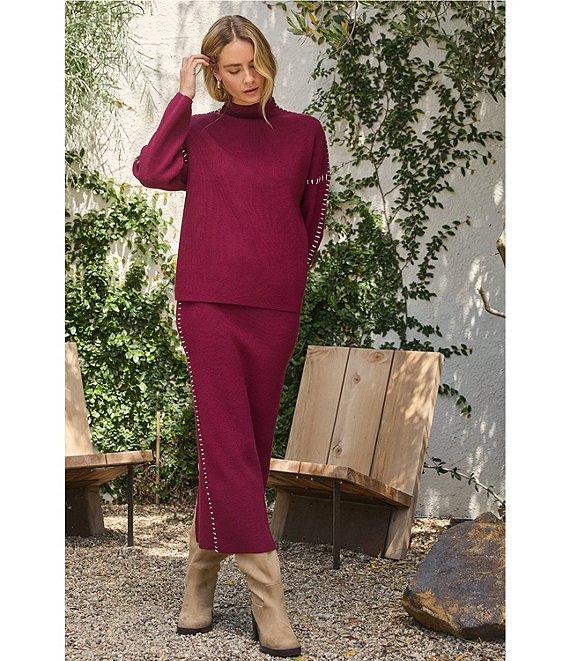 Skies Are Blue Funnel Neck Long Sleeve Knit Coordinating Sweater Product Image