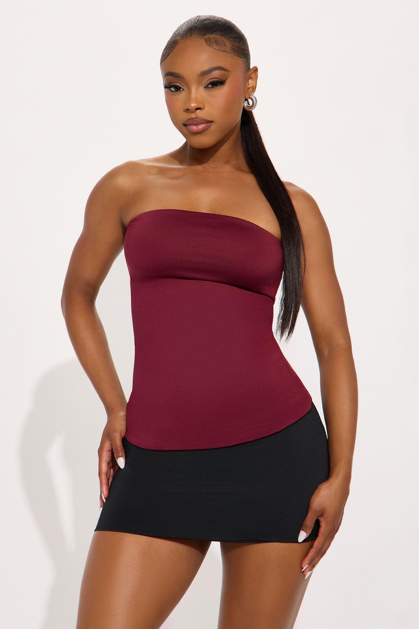 Contour Double Lined Tube Top - Wine Female Product Image