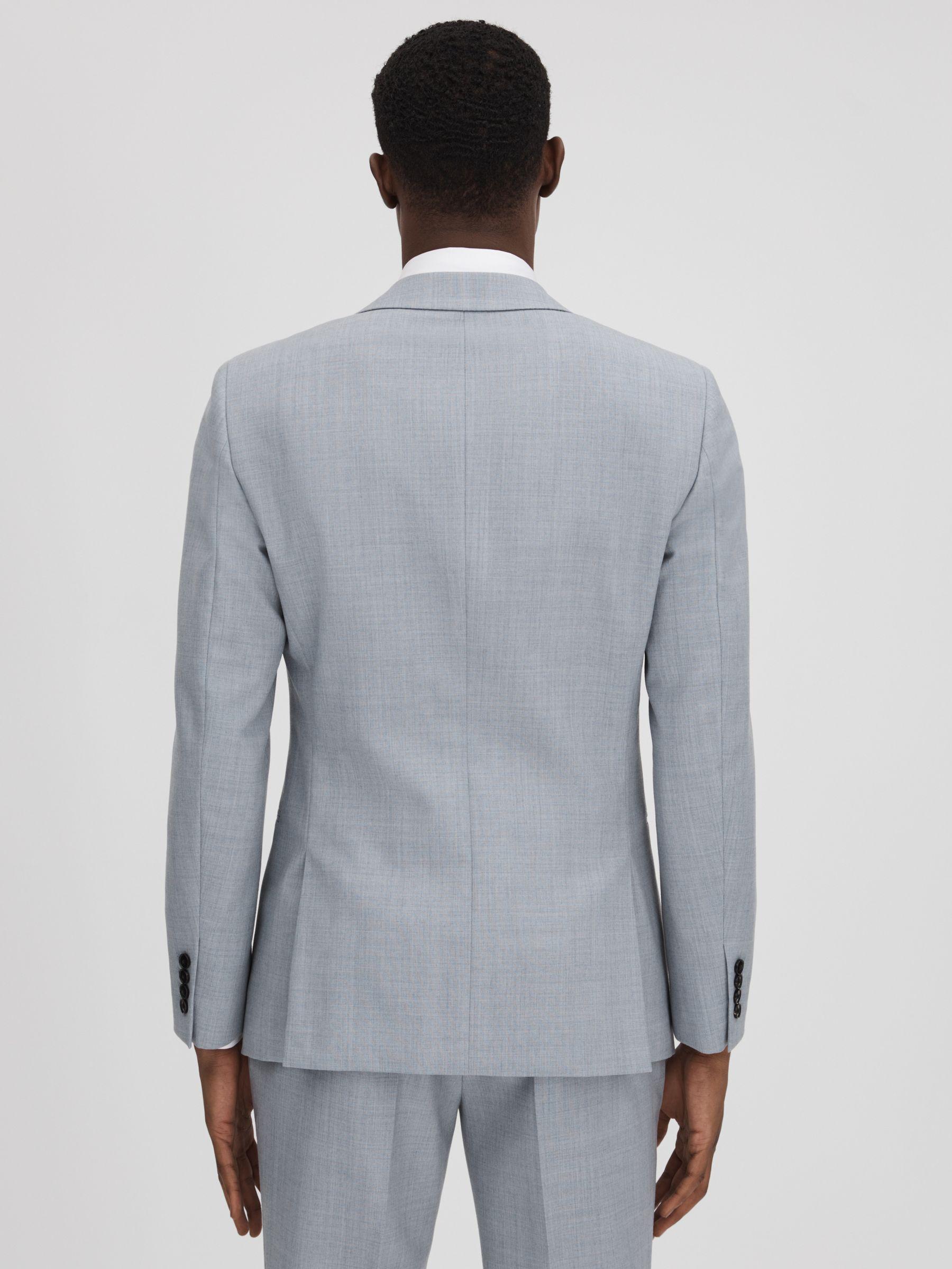 Slim Fit Wool Single Breasted Blazer in Soft Blue Product Image