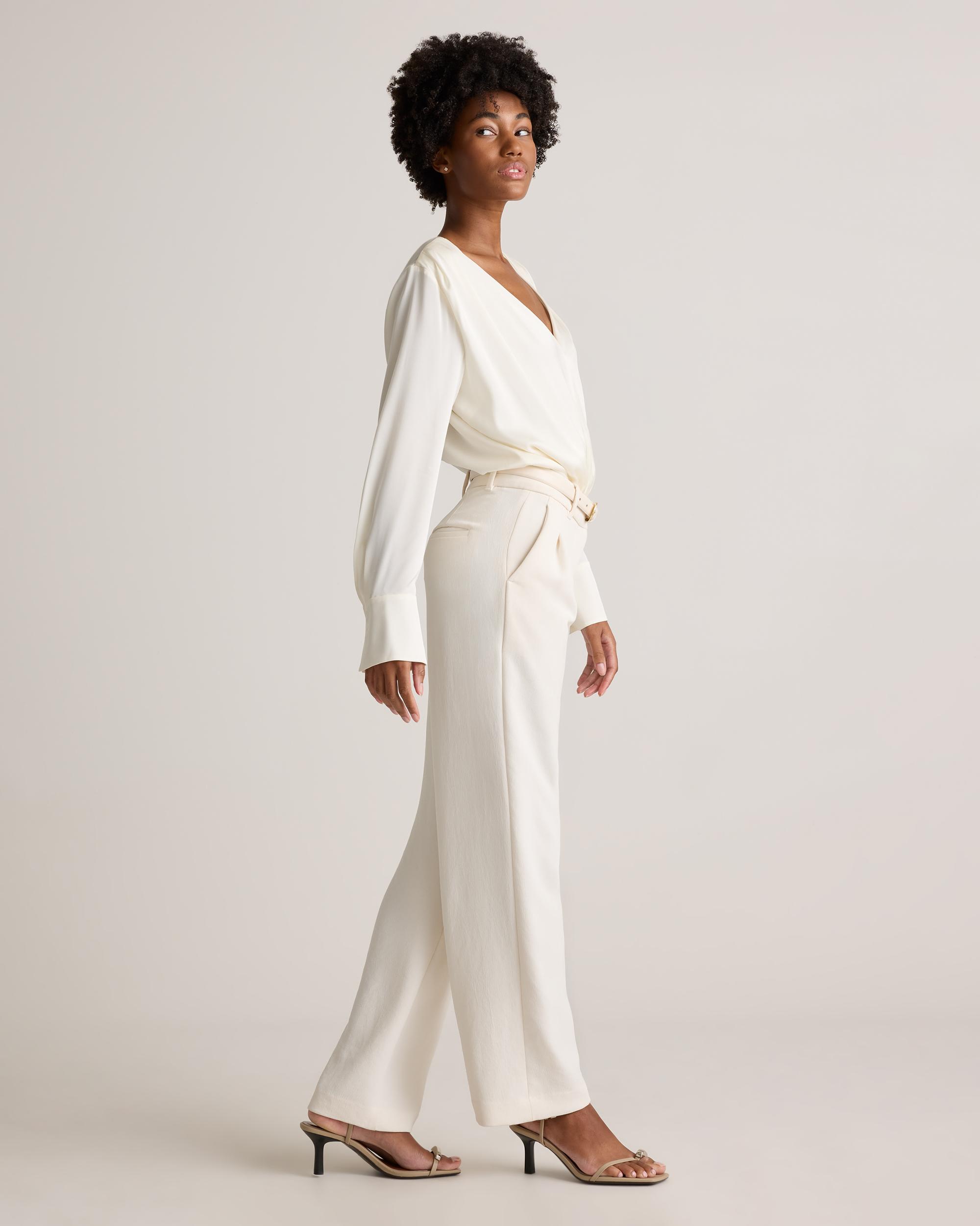 Quince | Women's Washable Stretch Silk Surplice Bodysuit Product Image