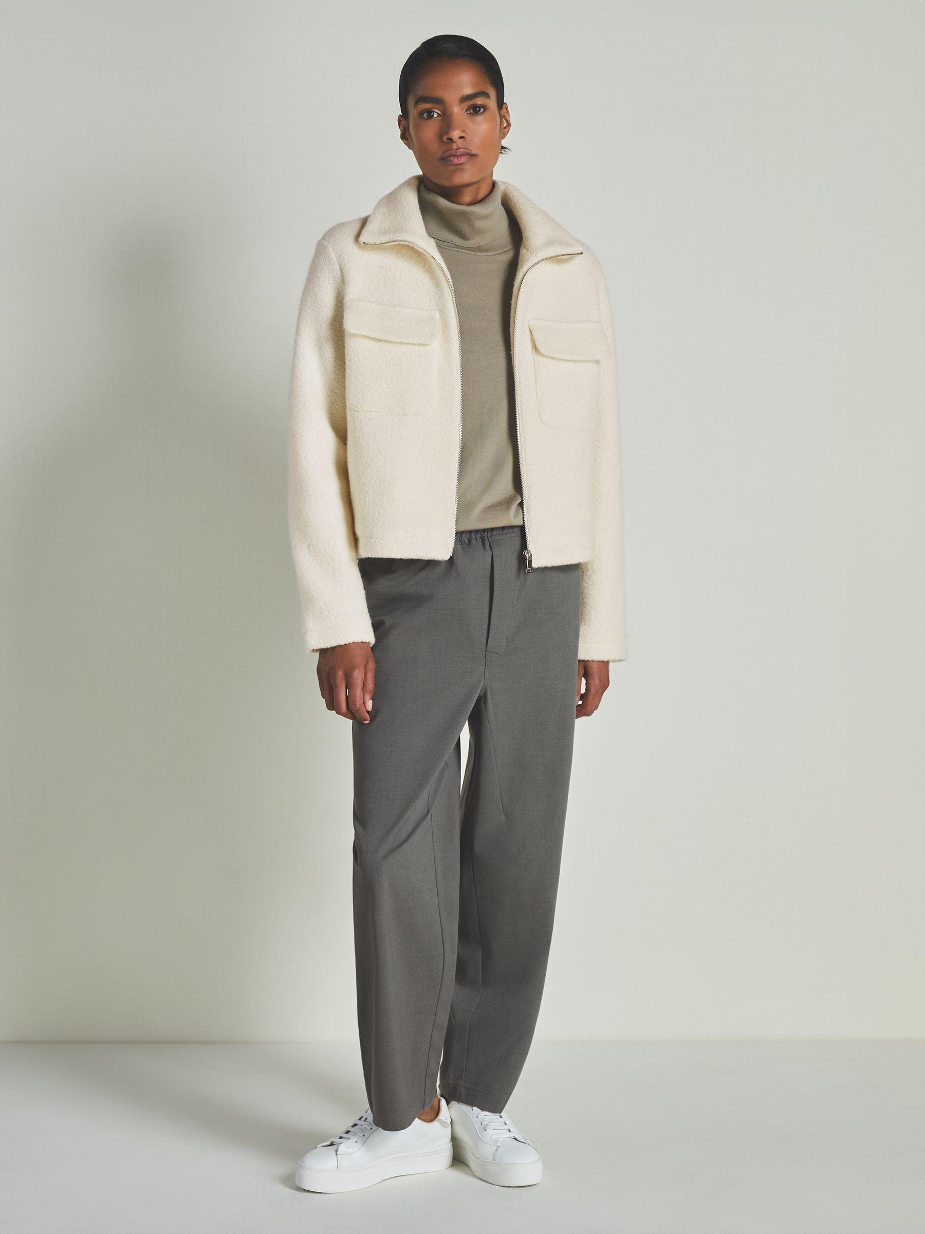 Reiss | Les 100 Ciels Textured Wool Jacket in Cream Product Image