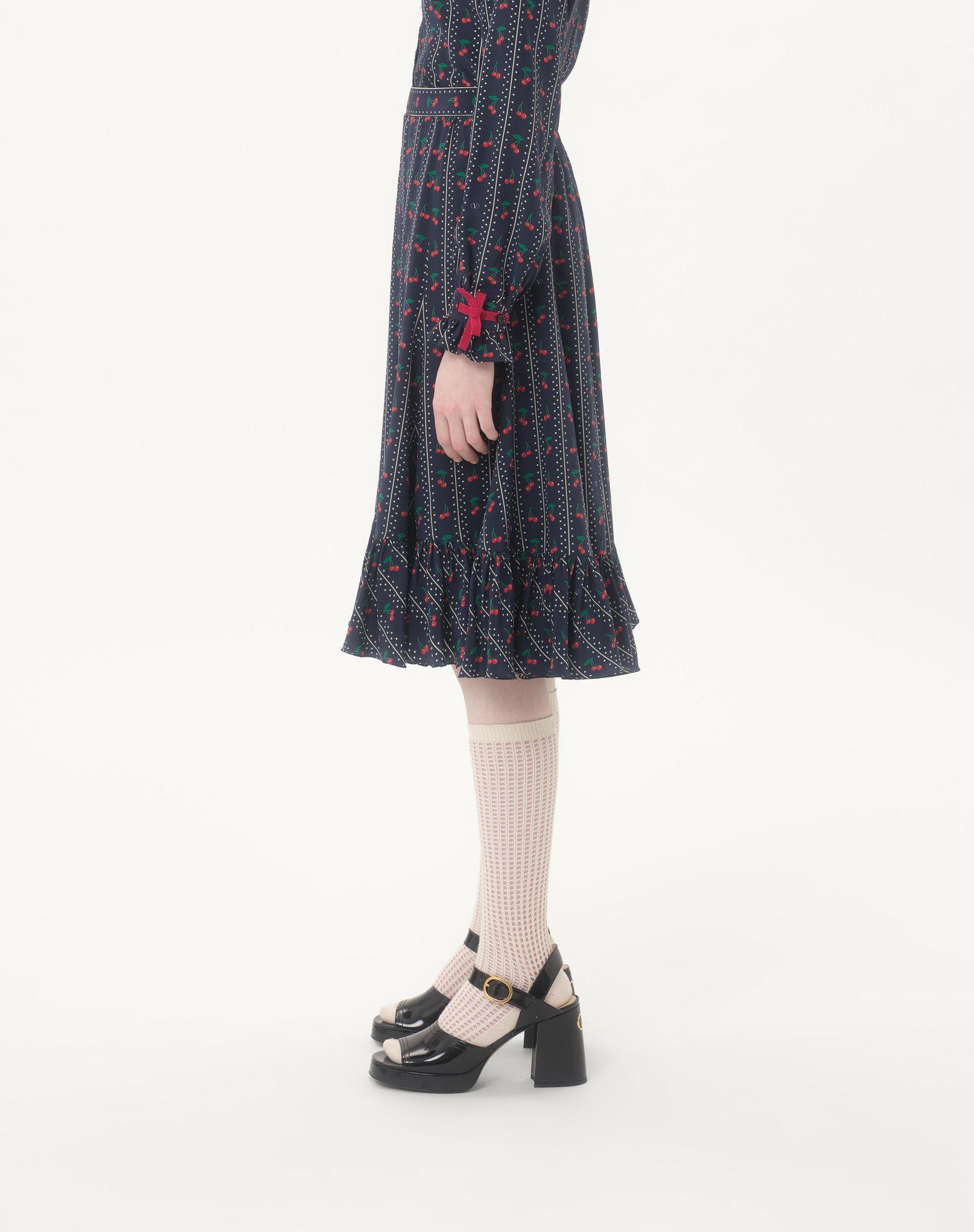 Crepe De Chine Midi Skirt With Cherryfic Print Product Image