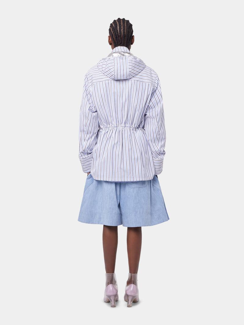 LIGHT BLUE HOODED PARKA IN COTTON POPLIN Product Image