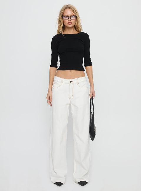 Top Model Low Rise Straight Leg Jeans Porcelain Product Image