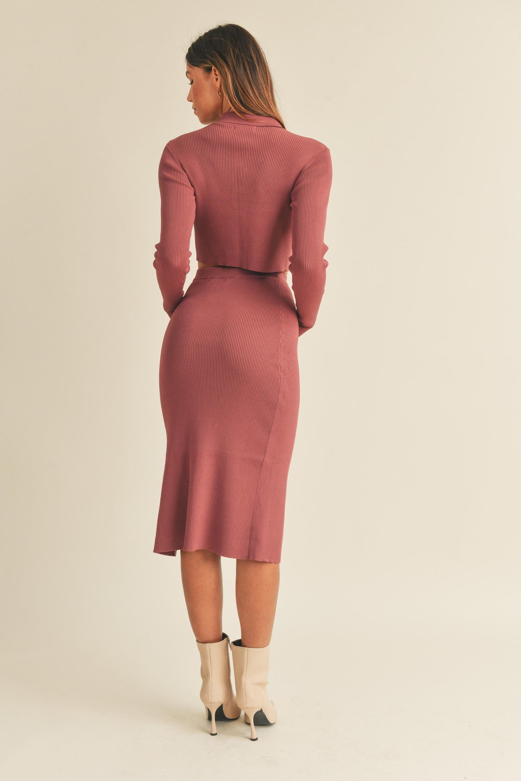 Knit Top and Midi Skirt Set Product Image