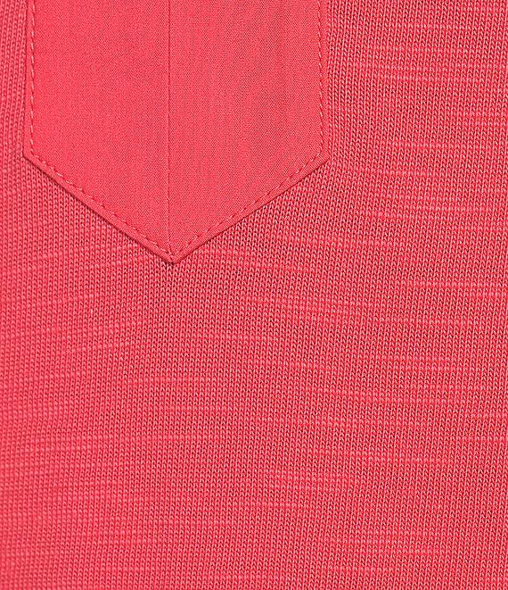 Tommy Bahama Sunset Harbor Solid Cotton Slub Jersey Split V-Neck Bell Sleeves Embroidered Trim A-Line Dress Product Image