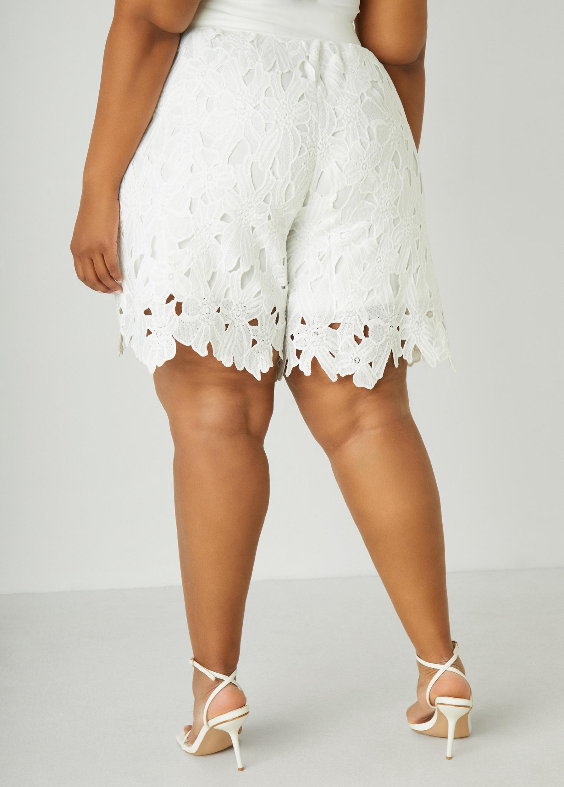 Belted Floral Lace Shorts Product Image