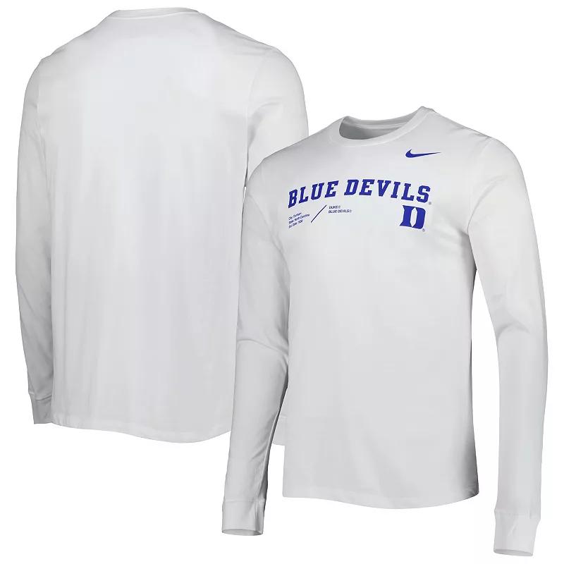 Men's Nike White Duke Blue Devils Team Practice Performance Long Sleeve T-Shirt, Size: 2XL Product Image