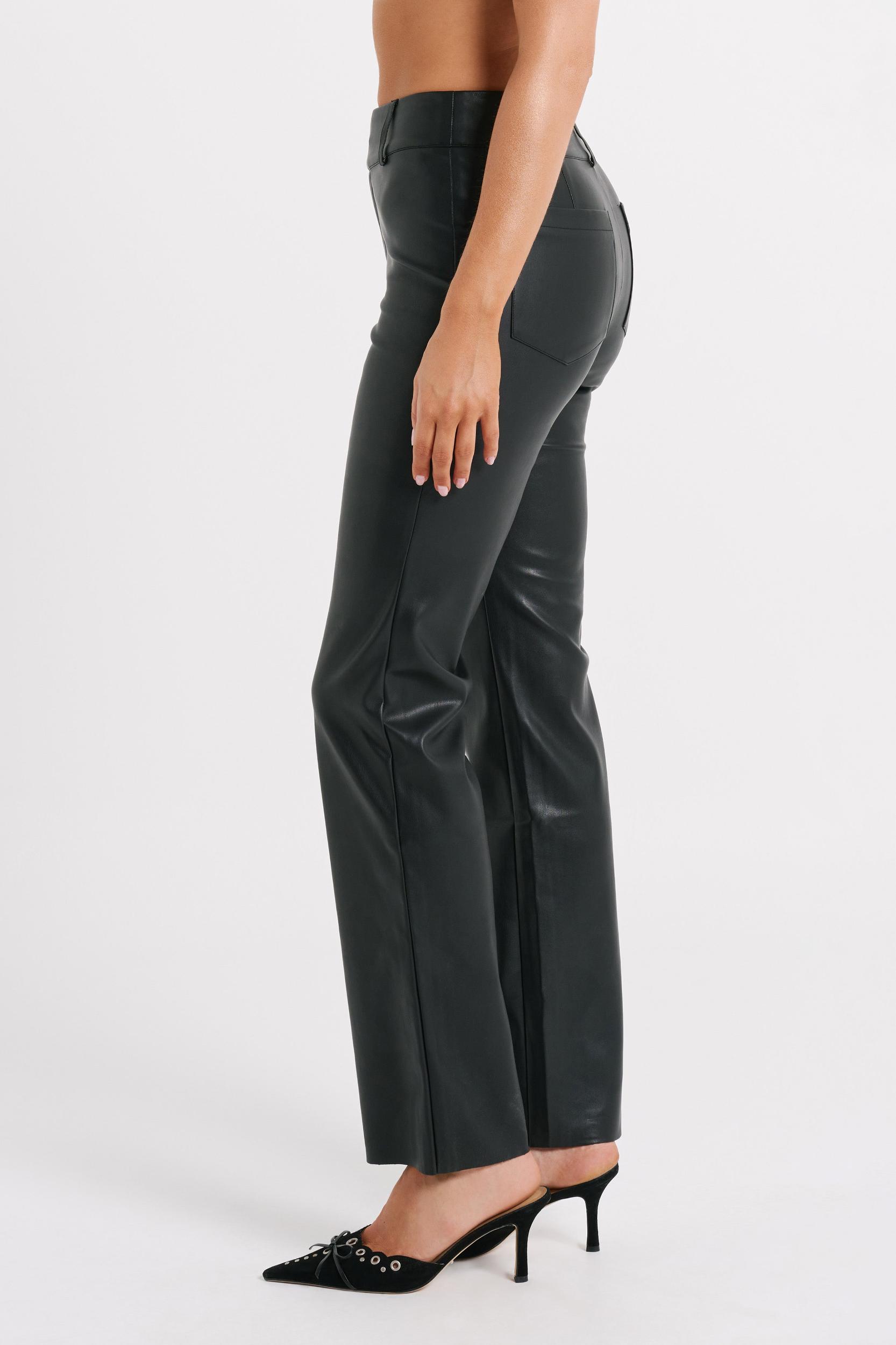 Laurette Faux Leather Straight Leg Pant - Black Product Image