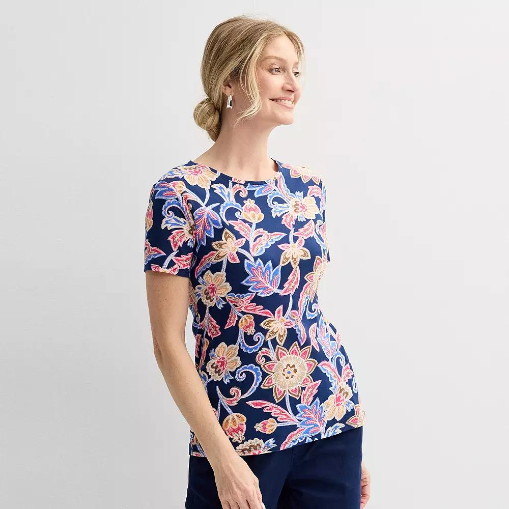 Petite Croft & Barrow® Essential Crewneck Tee, Women's,  Product Image