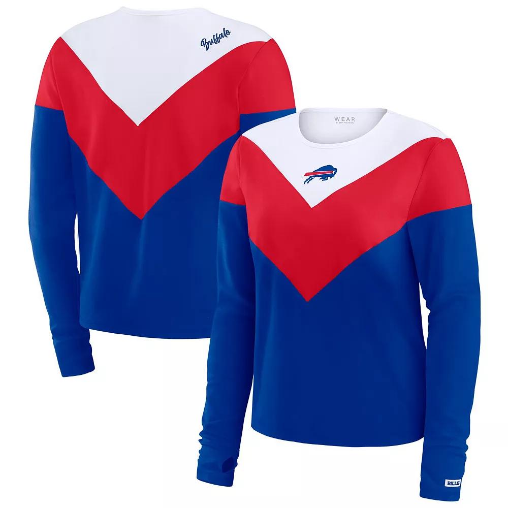 Women's WEAR by Erin Andrews Royal/Red Buffalo Bills Chevron Tri-Blend Long Sleeve T-Shirt, Size: XL, Blue Product Image