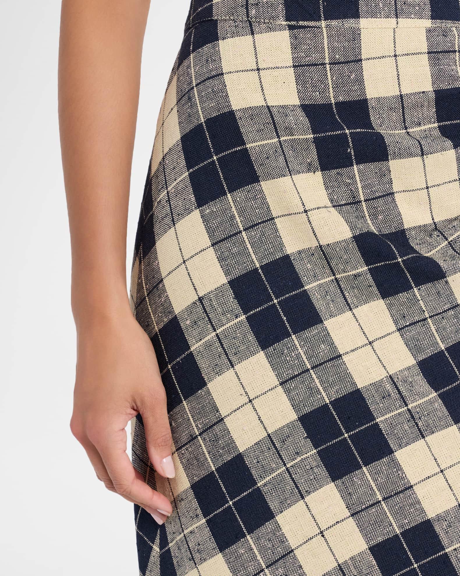 Plaid Asymmetrical Silk-Blend Skirt Product Image