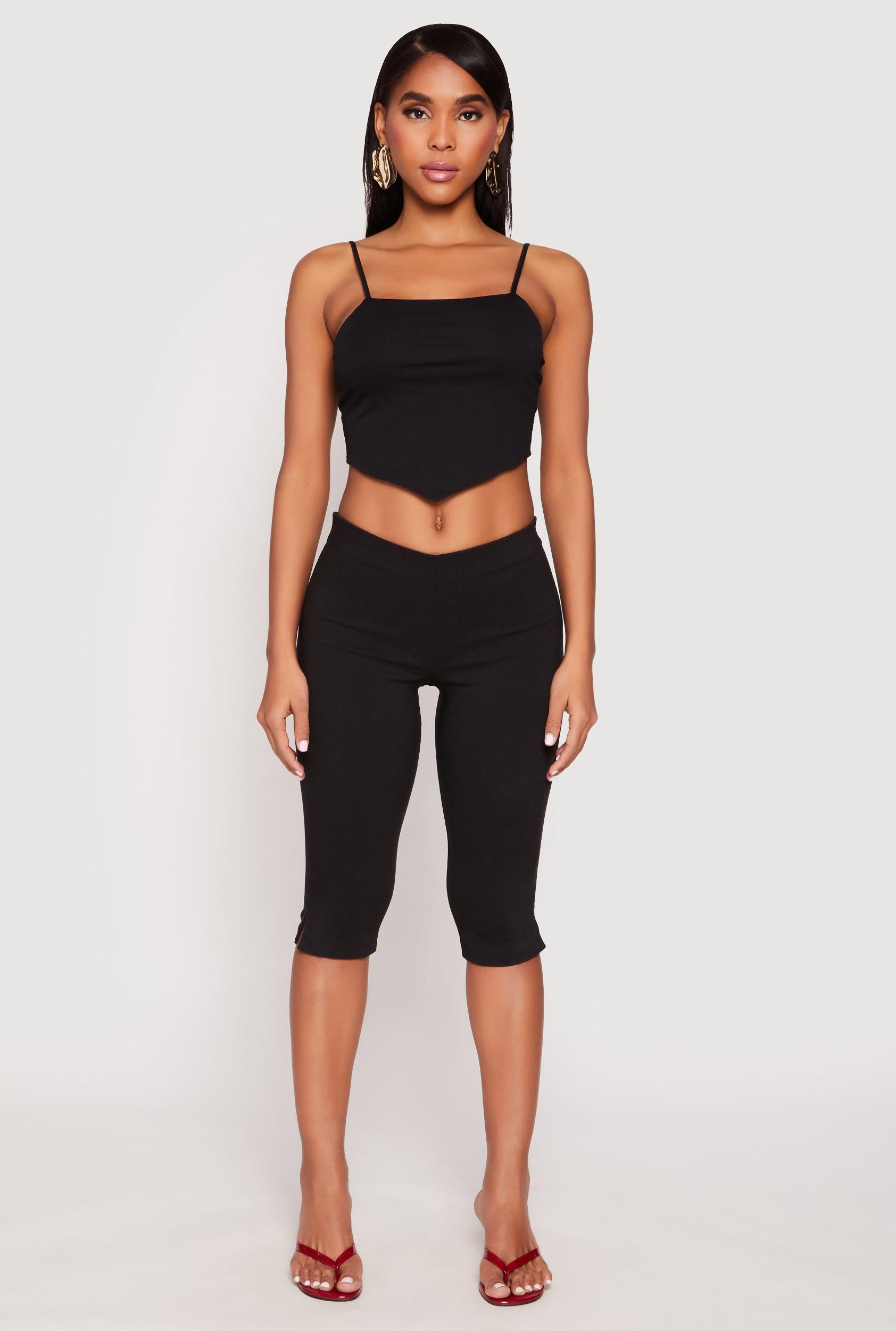 Womens Square Neck Hanky Hem Crop Top Product Image