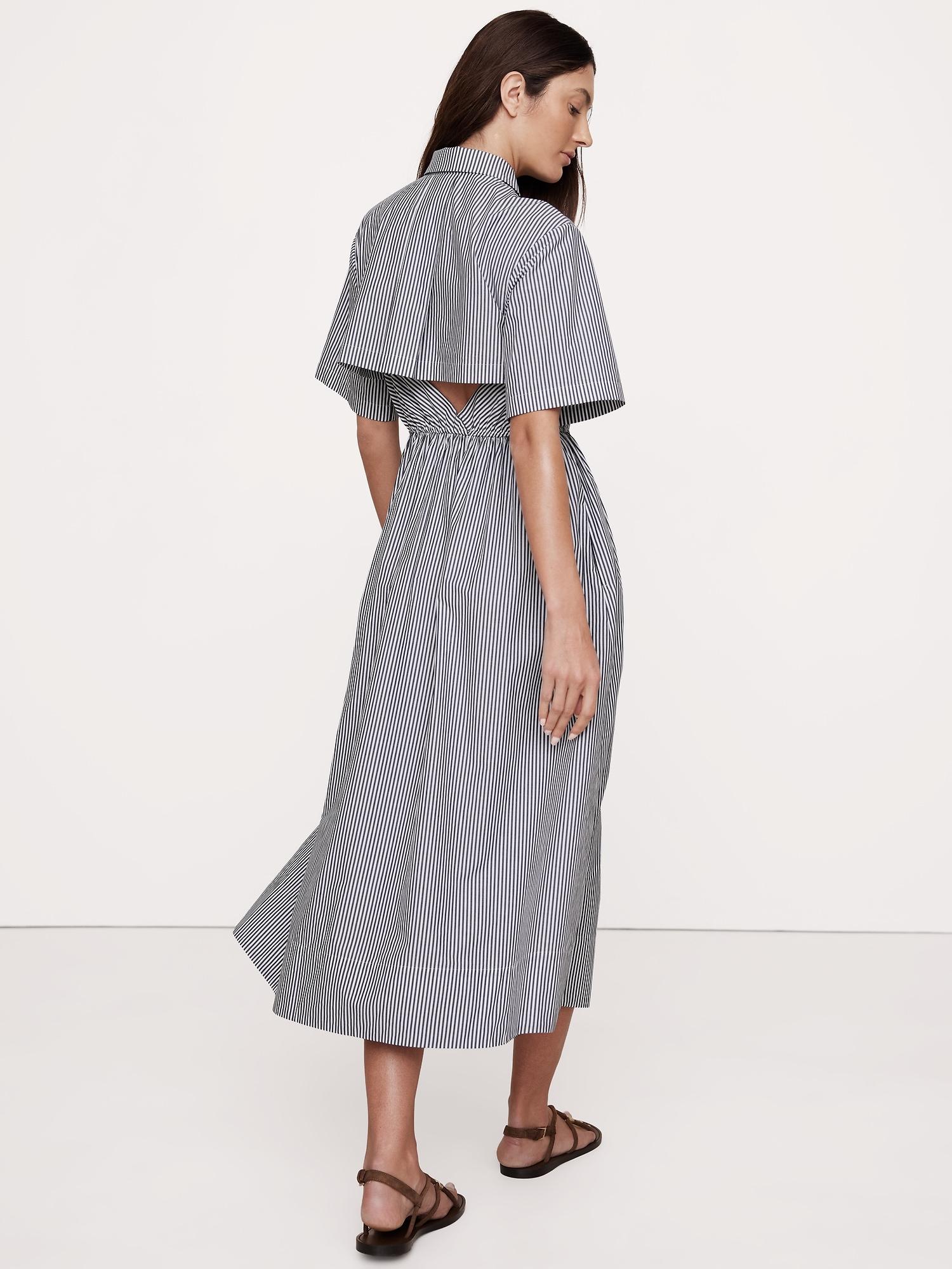 Cotton Poplin Open-Back Shirt Dress Product Image