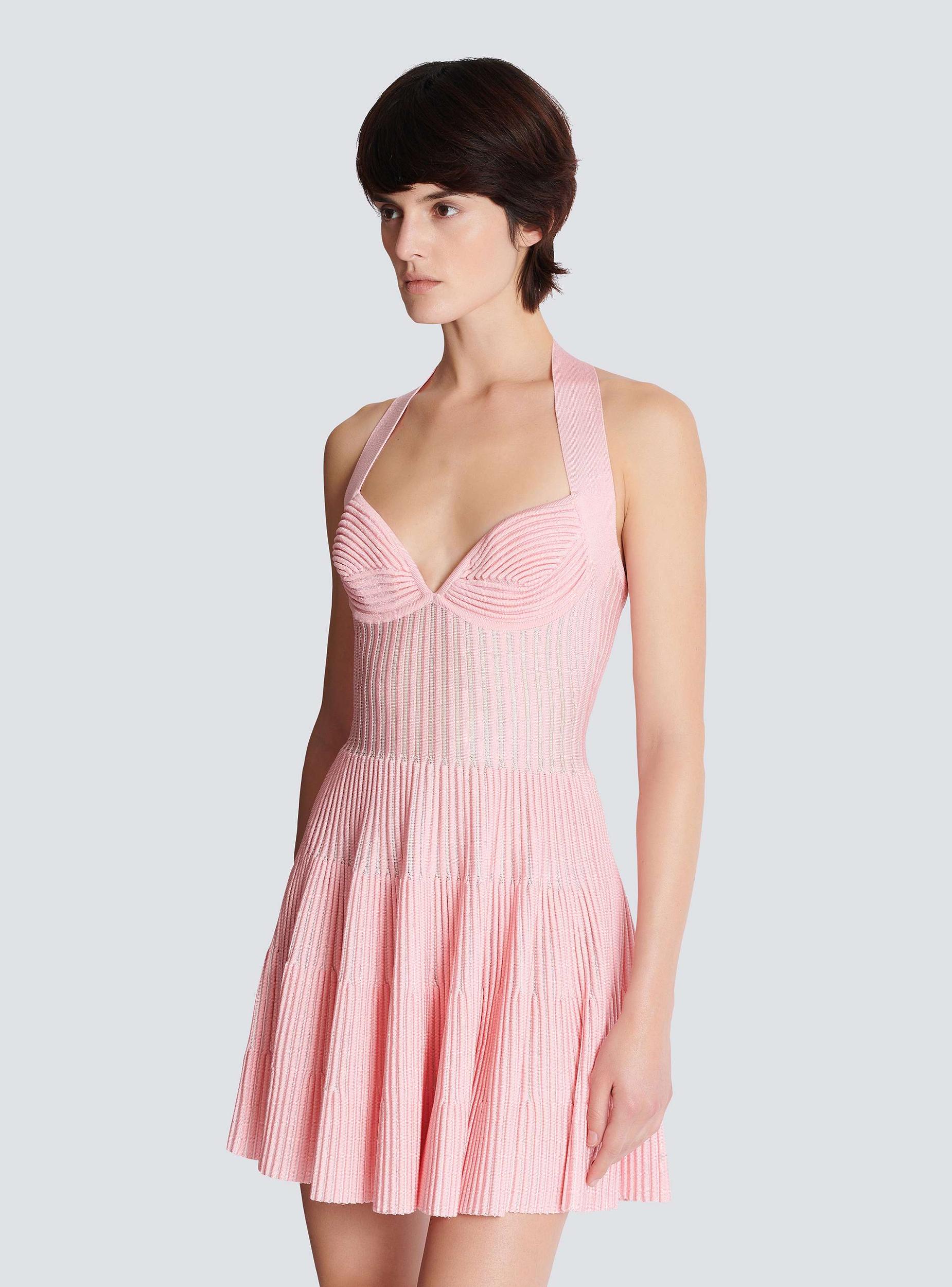 Textured knit halterneck A-line dress Product Image