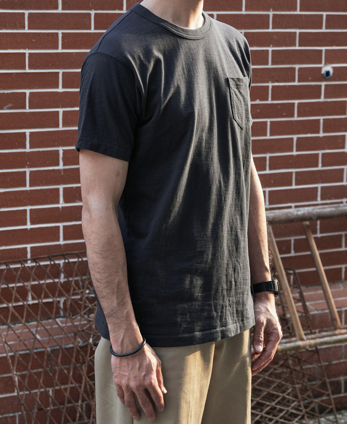 Loopwheel Tubular Slub Cotton Pocket T-Shirt - Vintage Black Product Image