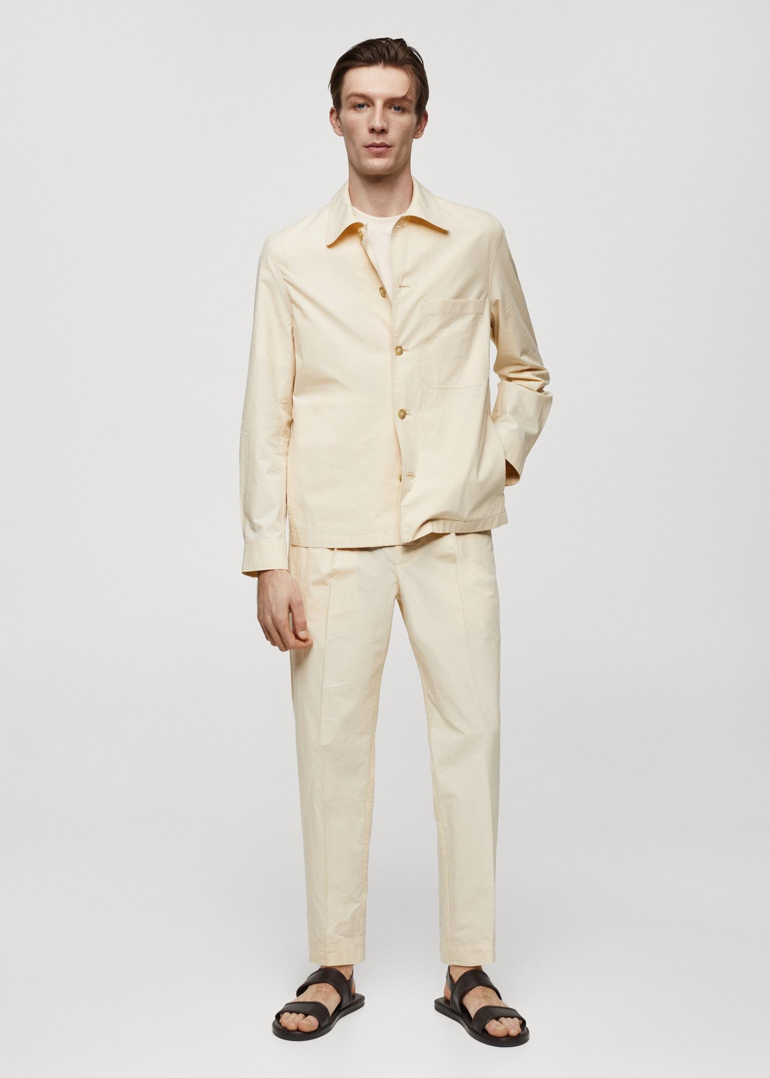 100% cotton overshirt with pocket - Men | MANGO USA Product Image