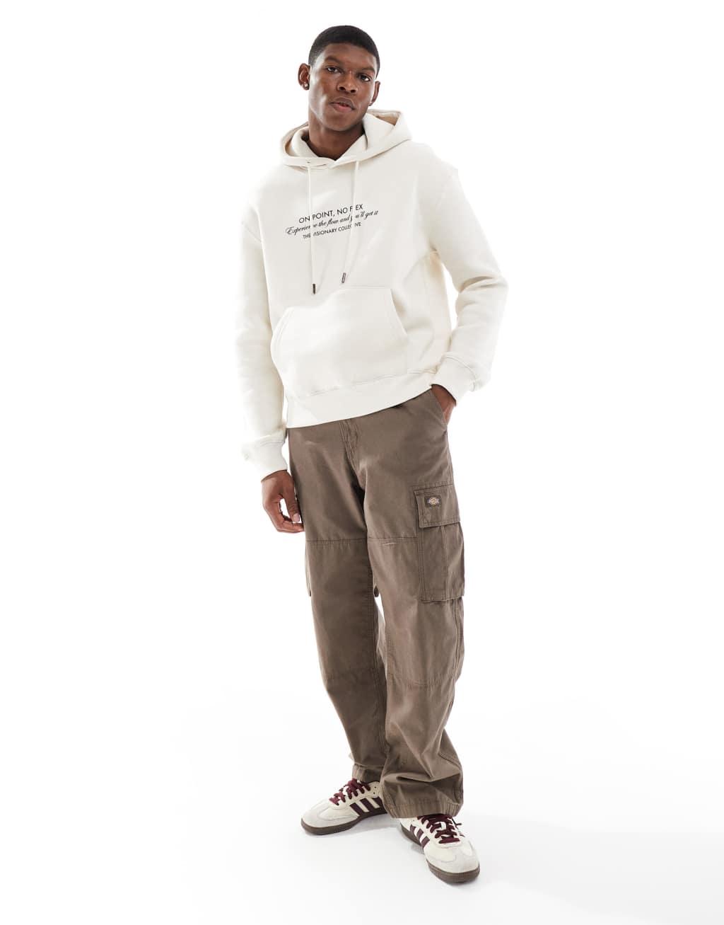 Bershka cherry On Point back printed hoodie in white Product Image