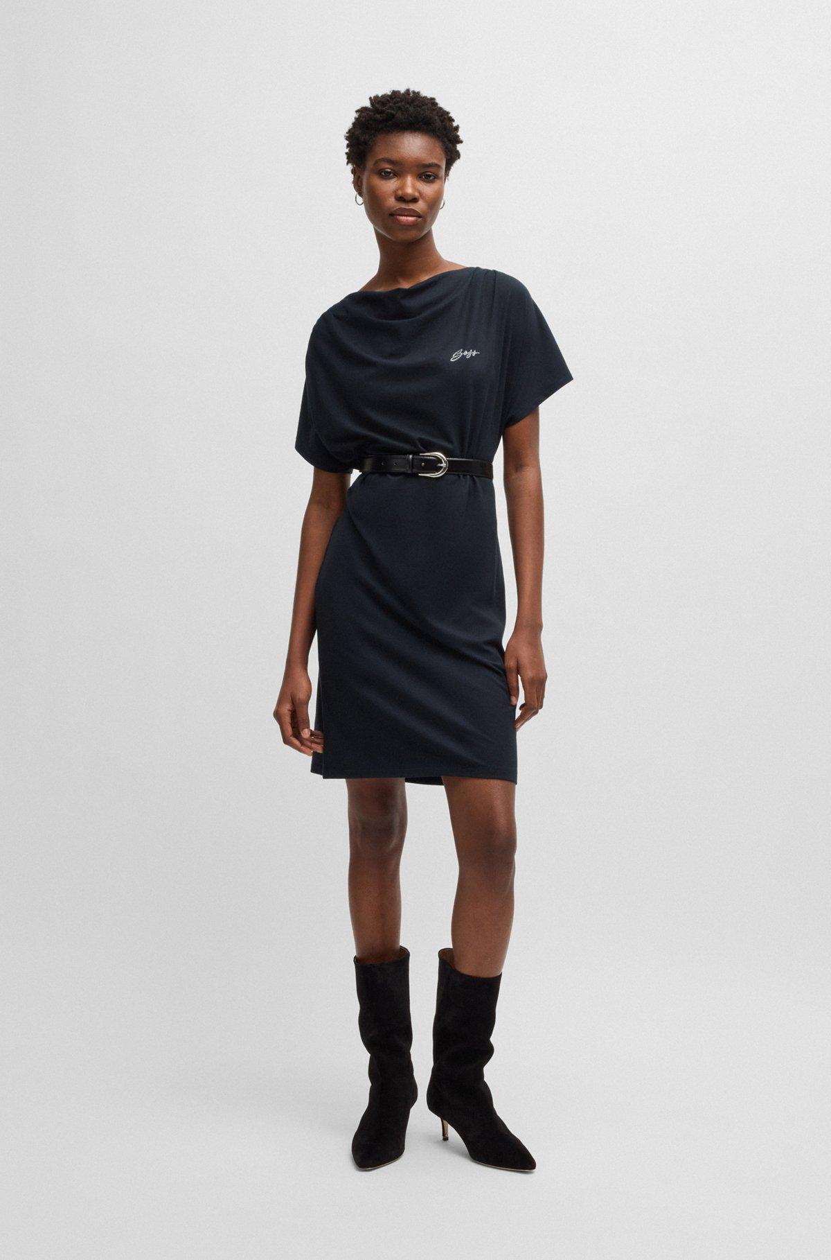 BOSS - T-shirt dress with crystal logo - Black Product Image