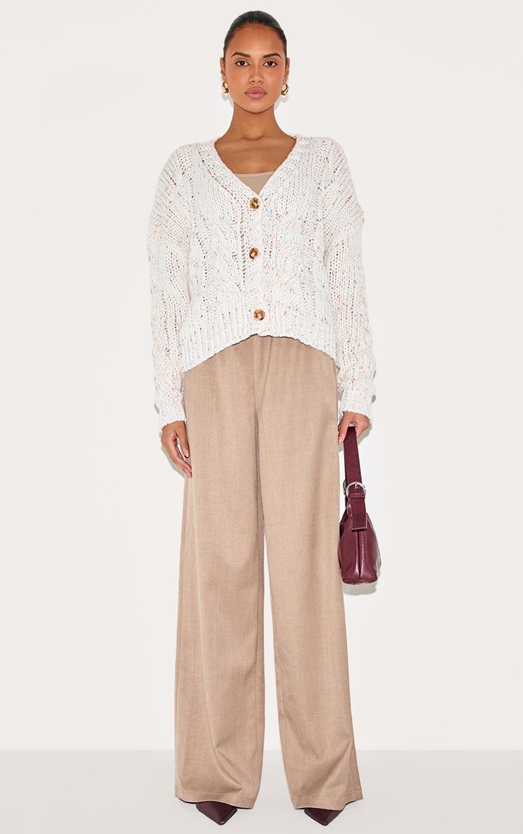 Cream Space Dye Chunky Knit Cardigan Product Image