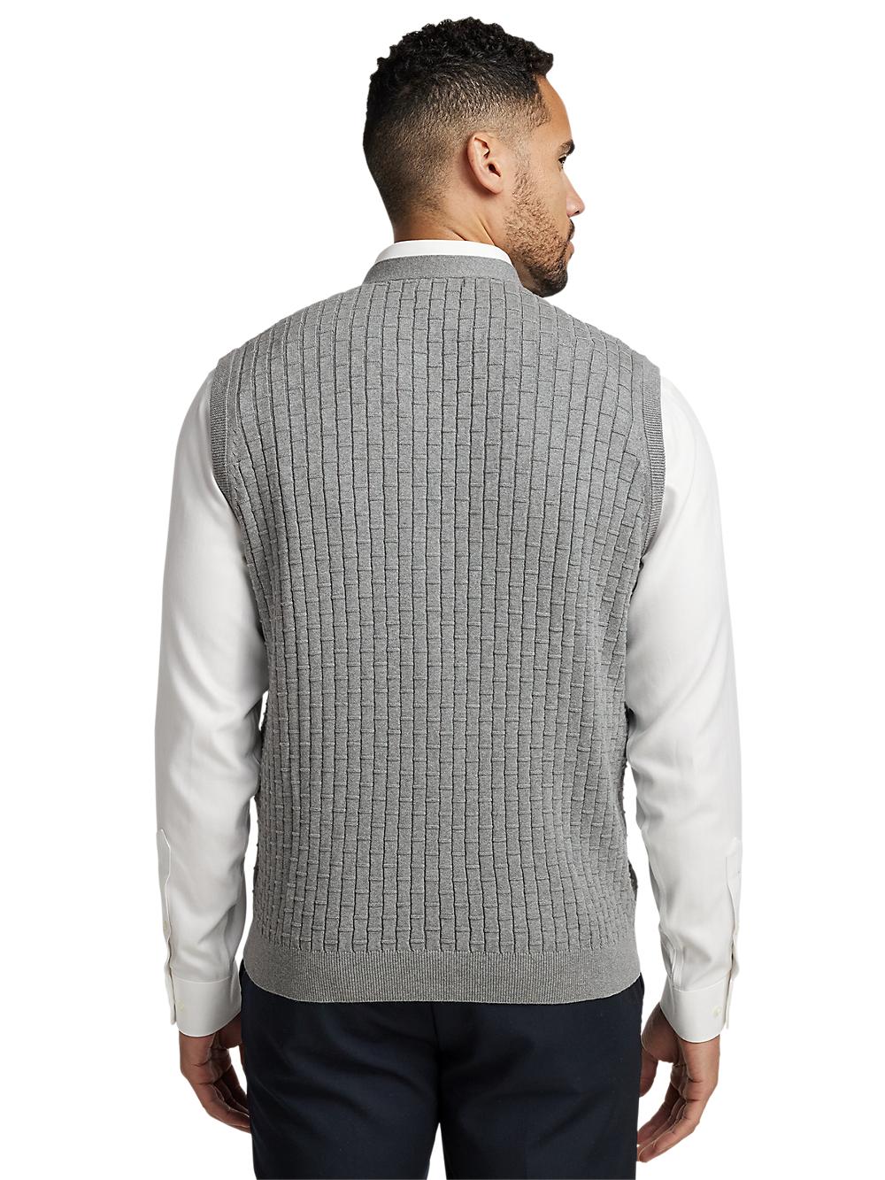 Cotton Button Front Cardigan Vest - Grey Product Image