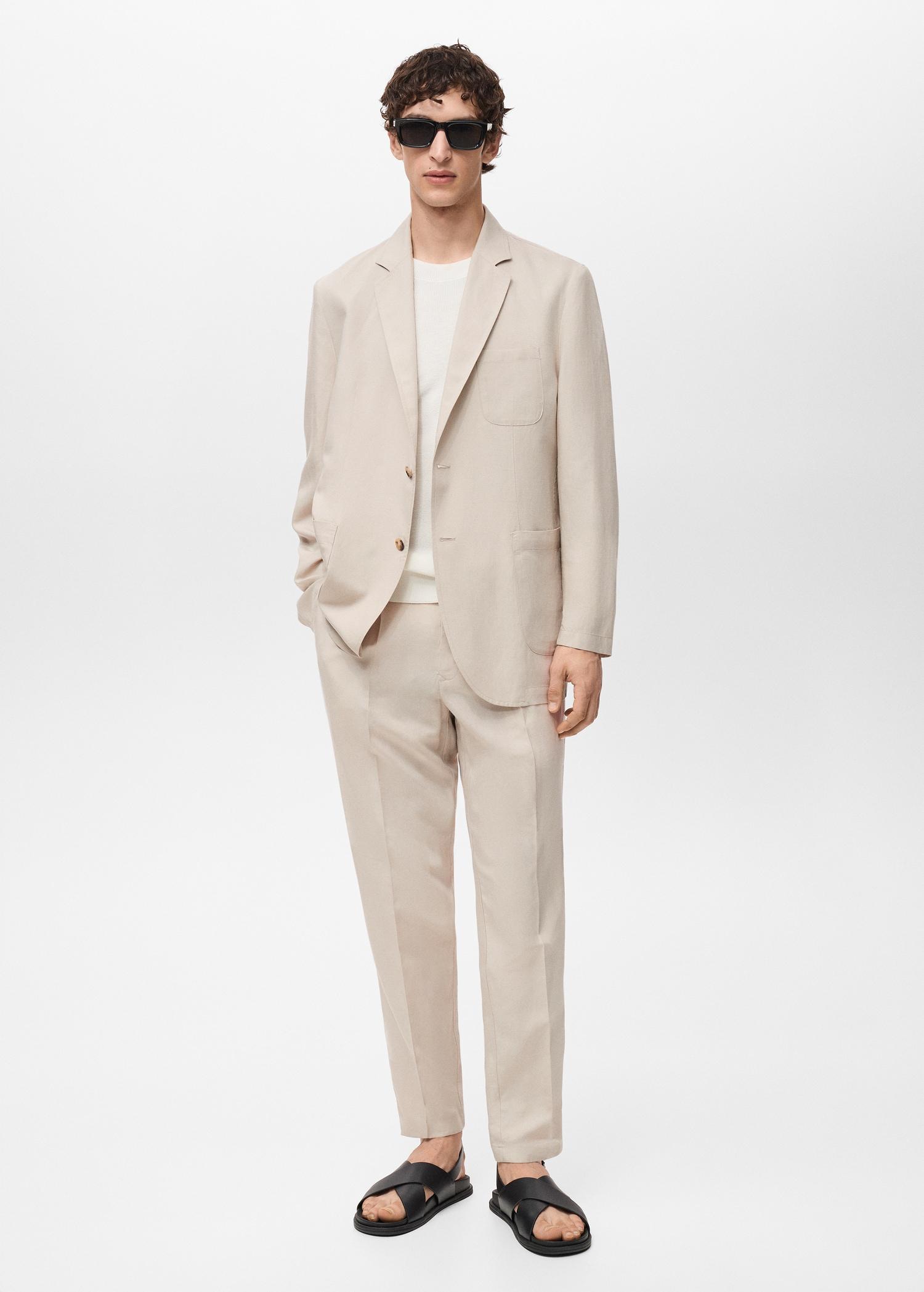 Slim fit linen pants - Men | MANGO USA Product Image