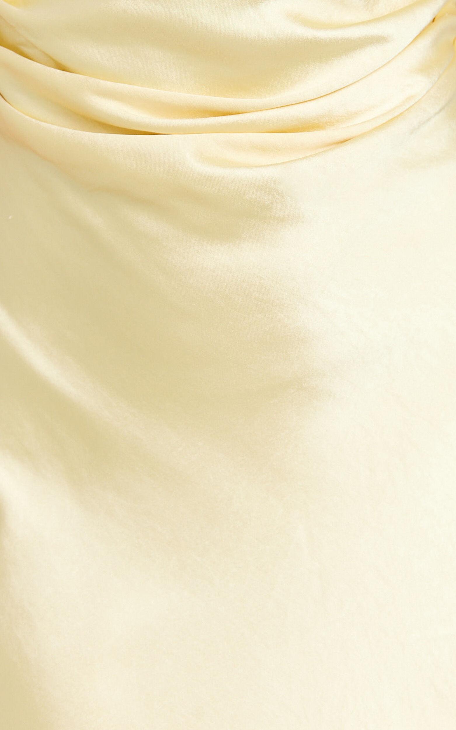 Menette Midi Dress - Short Sleeve Low Back Dress in Butter Product Image