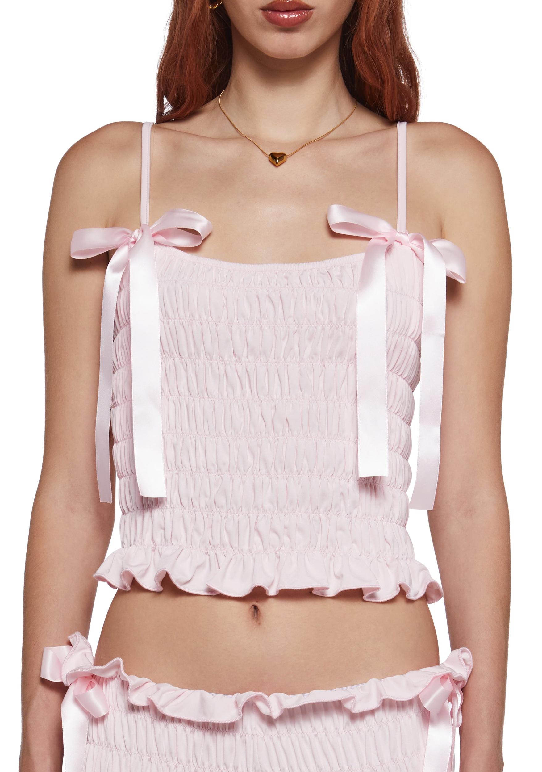 Womens Smocked Cami And Shorts Set - Pink Product Image