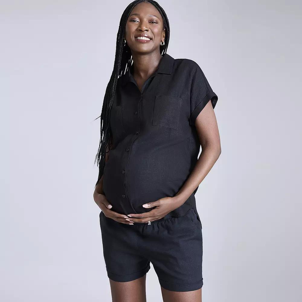 Maternity Motherhood® Short Sleeve Woven Shirt, Women's,  Product Image